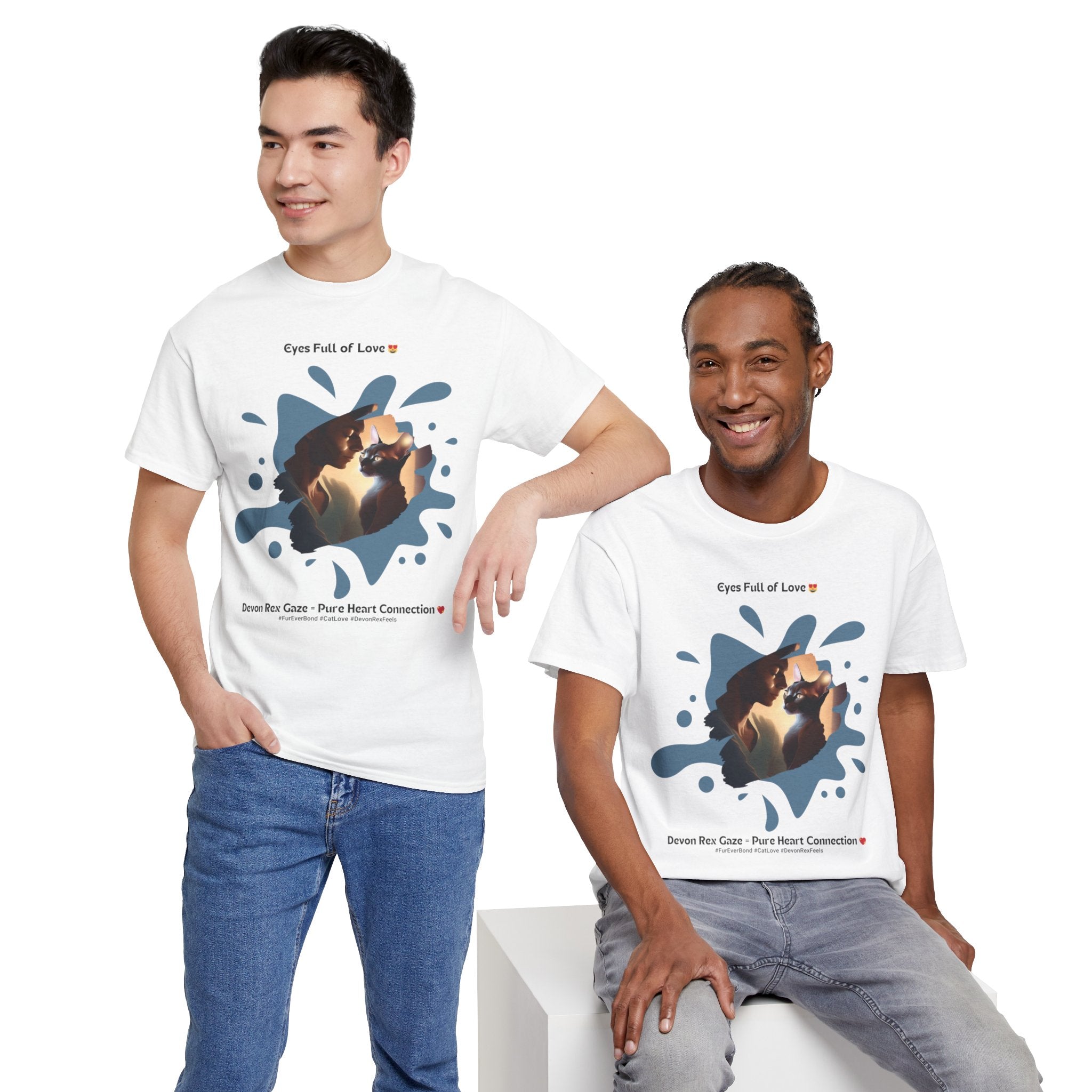 Men’s “Eyes Full of Love” Devon Rex T‑Shirt – Adoring Cat Dad Gift