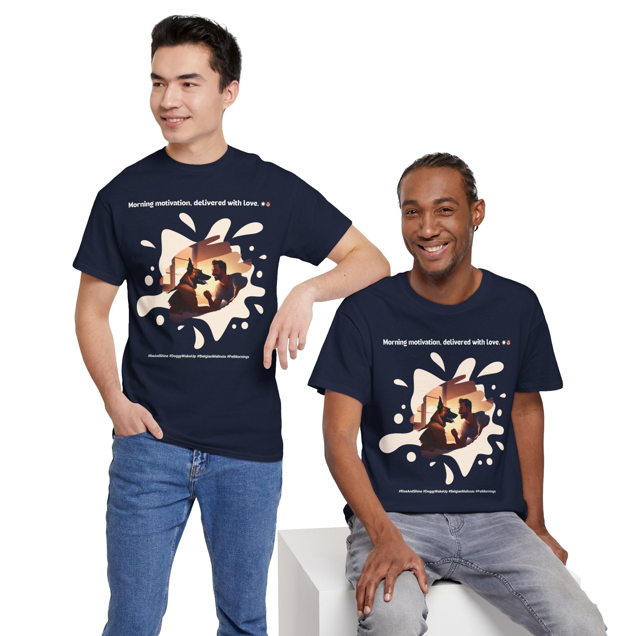 Men’s “Morning Motivation” Belgian Malinois T‑Shirt – Energized Dad Gift