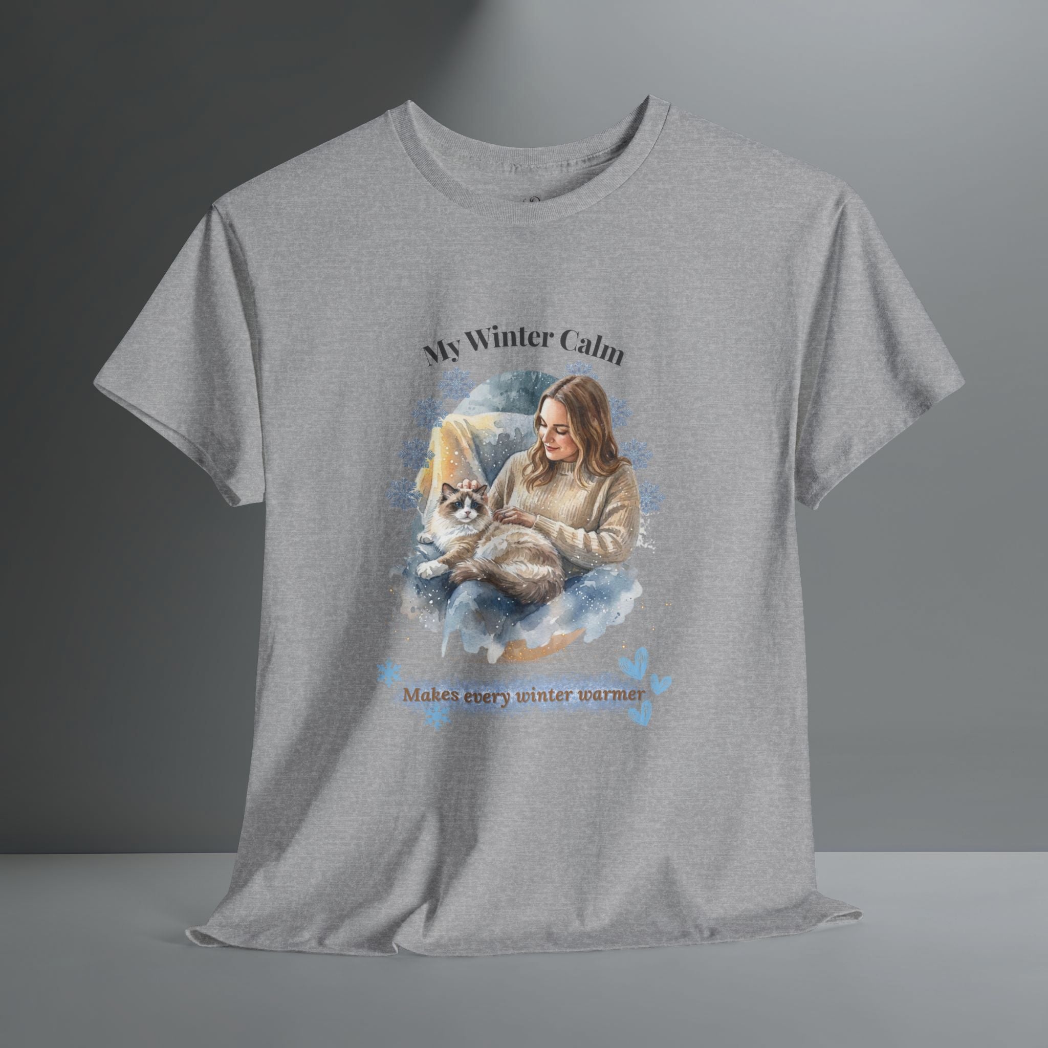 Unisex Personalized T-Shirt – My Winter Calm: Custom Ragdoll Watercolor Winter Portrait