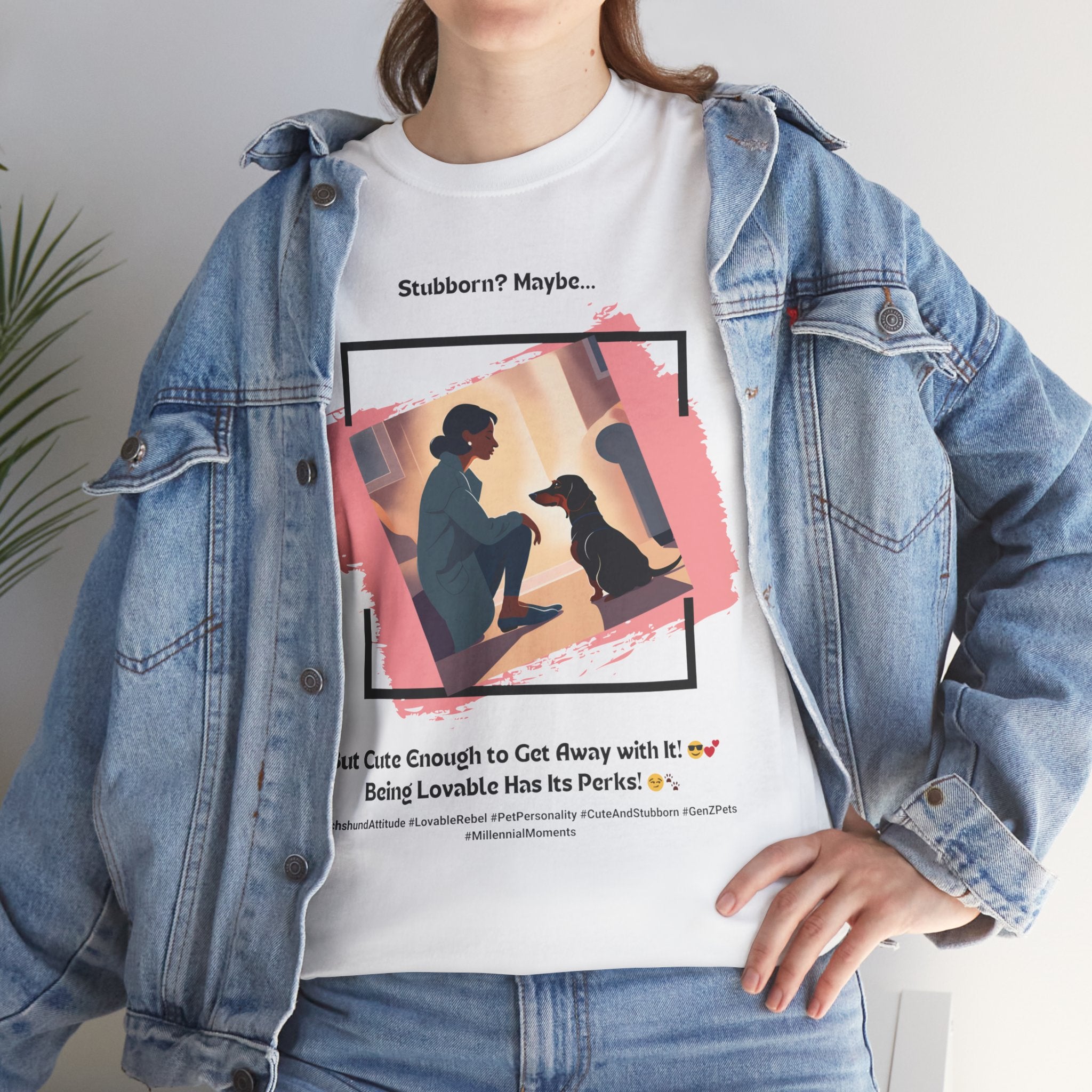 Women's - Stubborn? Maybe... But Cute Enough: Dachshund Charm T-Shirt