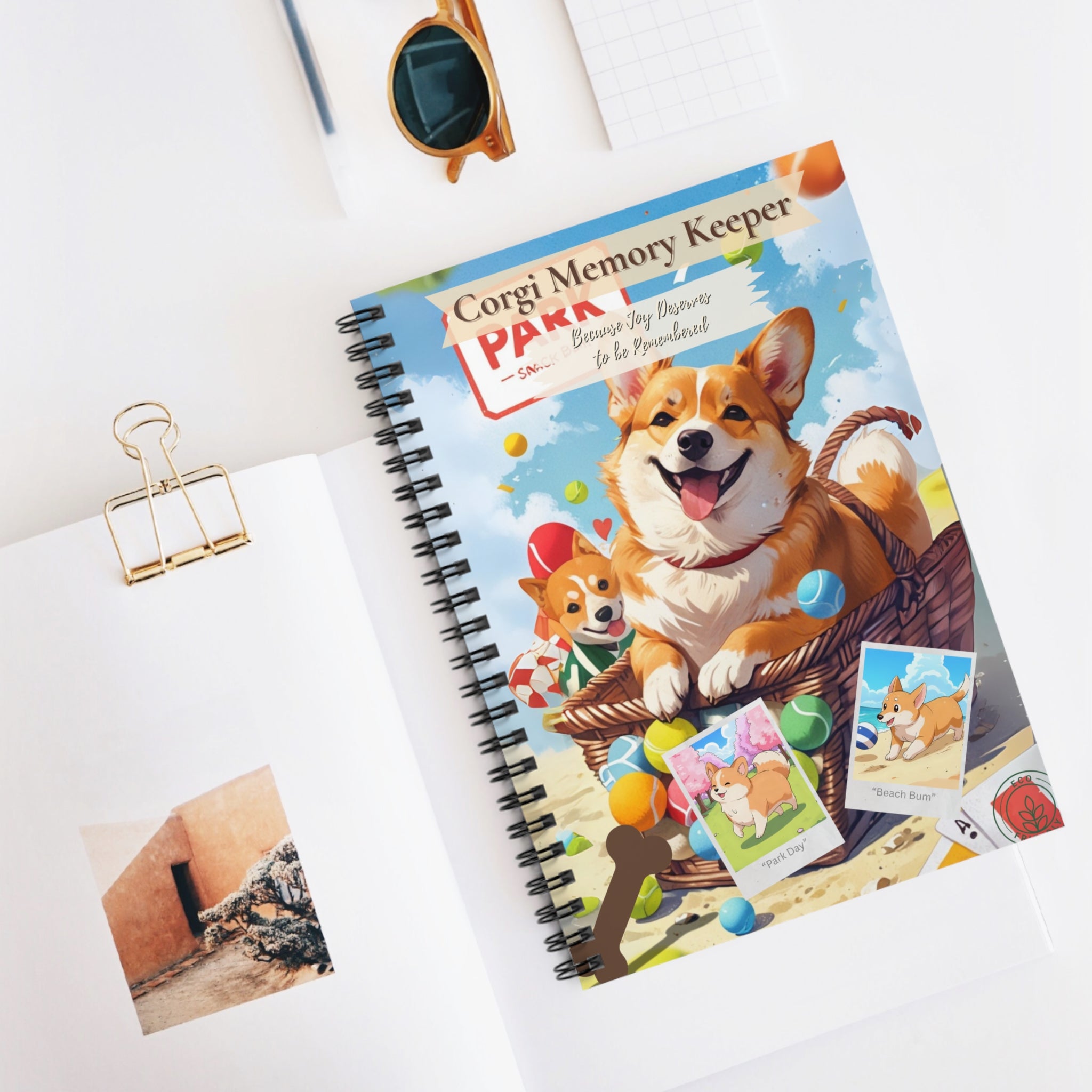 Corgi Spiral Notebook – Polaroid-Style Memory Keeper, Scrapbook for Dog Lovers, Gift for Pet Owners, Journaling, Cute Stationery