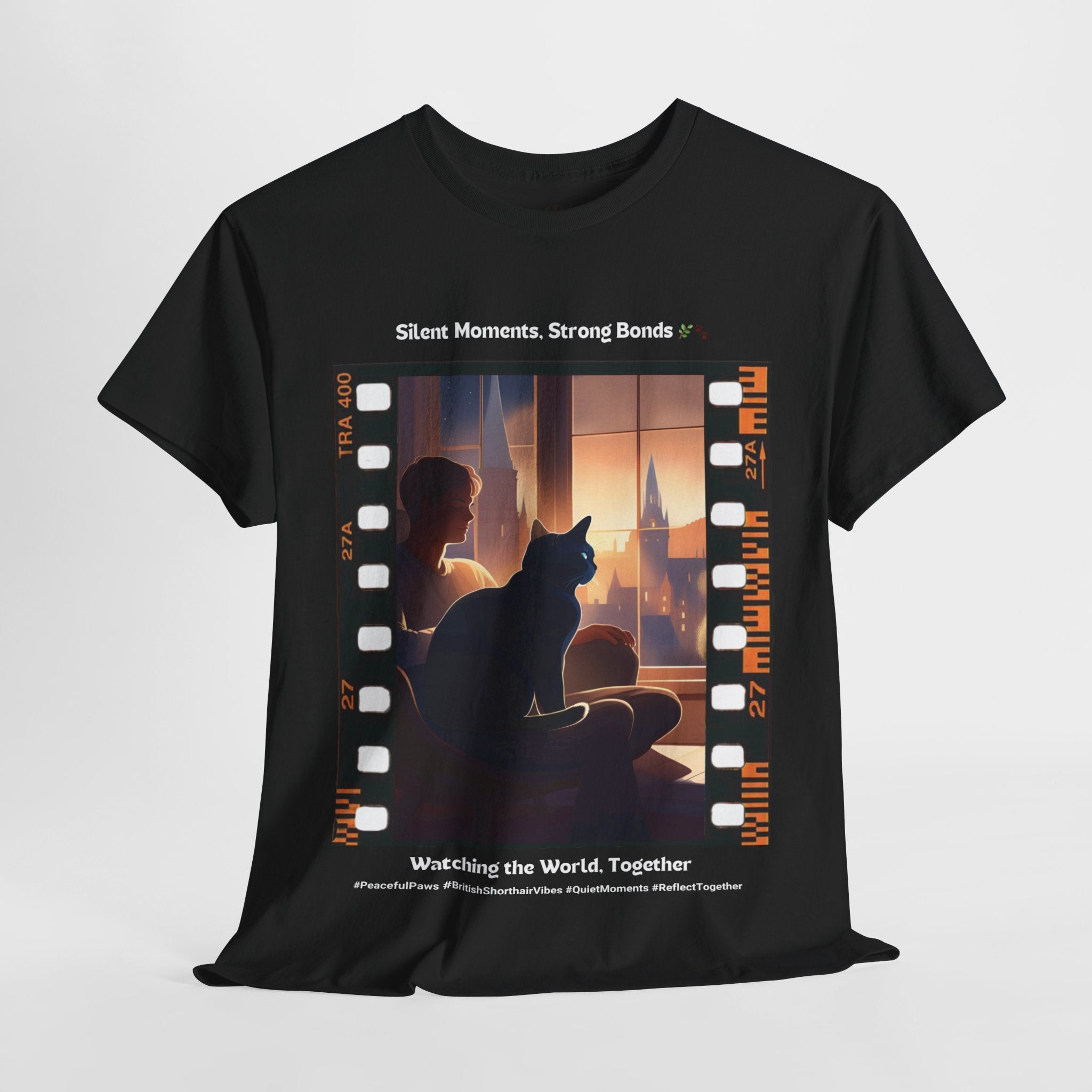 Men’s “Quiet Moments, Strong Bonds” British Shorthair T‑Shirt – Gentle Kitty Dad Gift