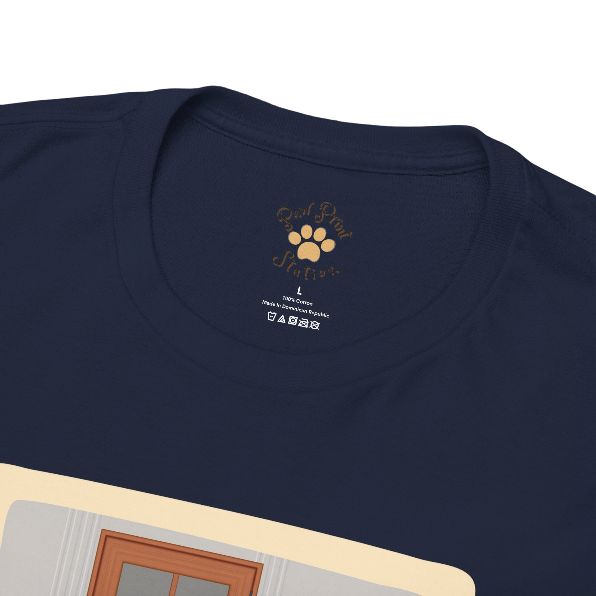 Unisex “Patiently Waiting” Dog T-Shirt – Door-Sitter Pup, Dog Lover Gift