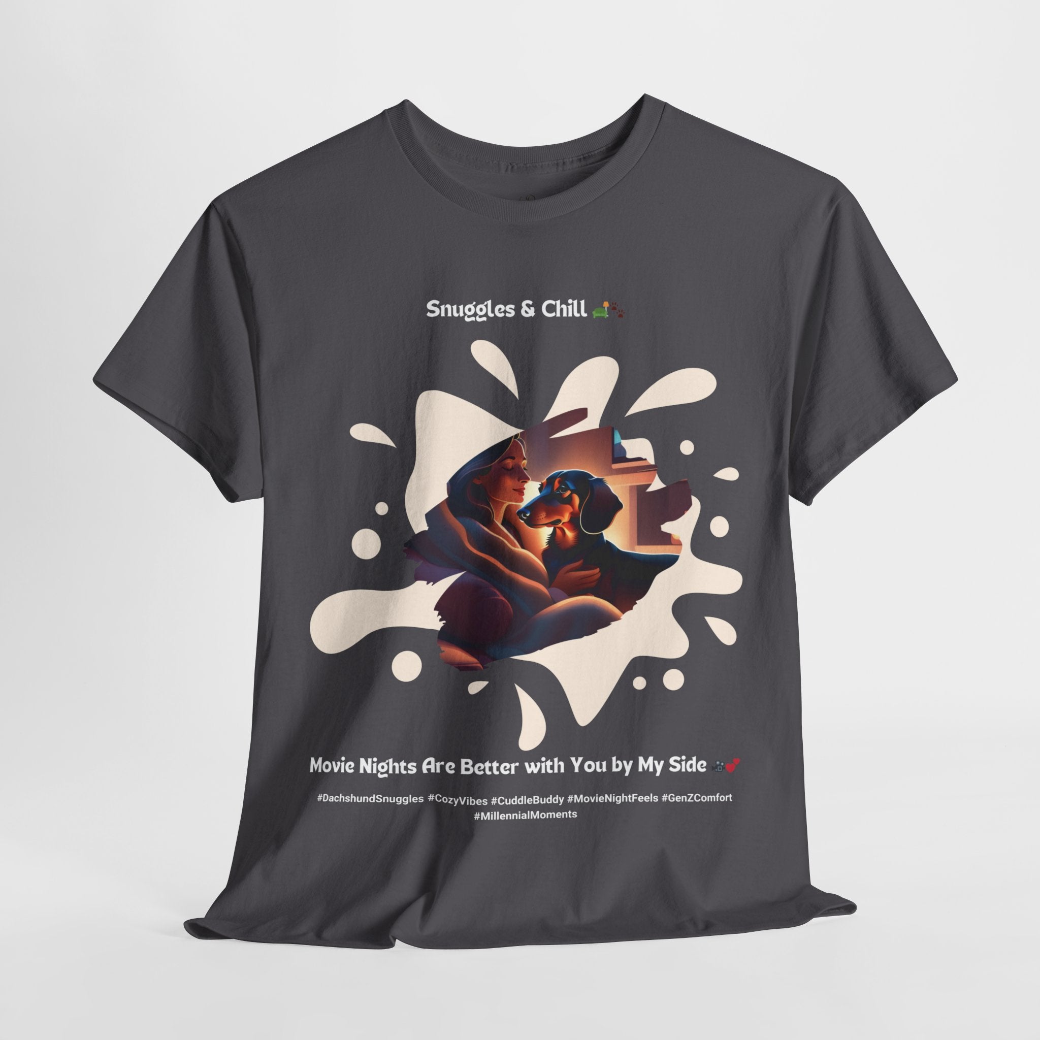 Women’s “Snuggles & Chill” Dachshund T-Shirt – Movie Night Pup, Dog Mom Gift