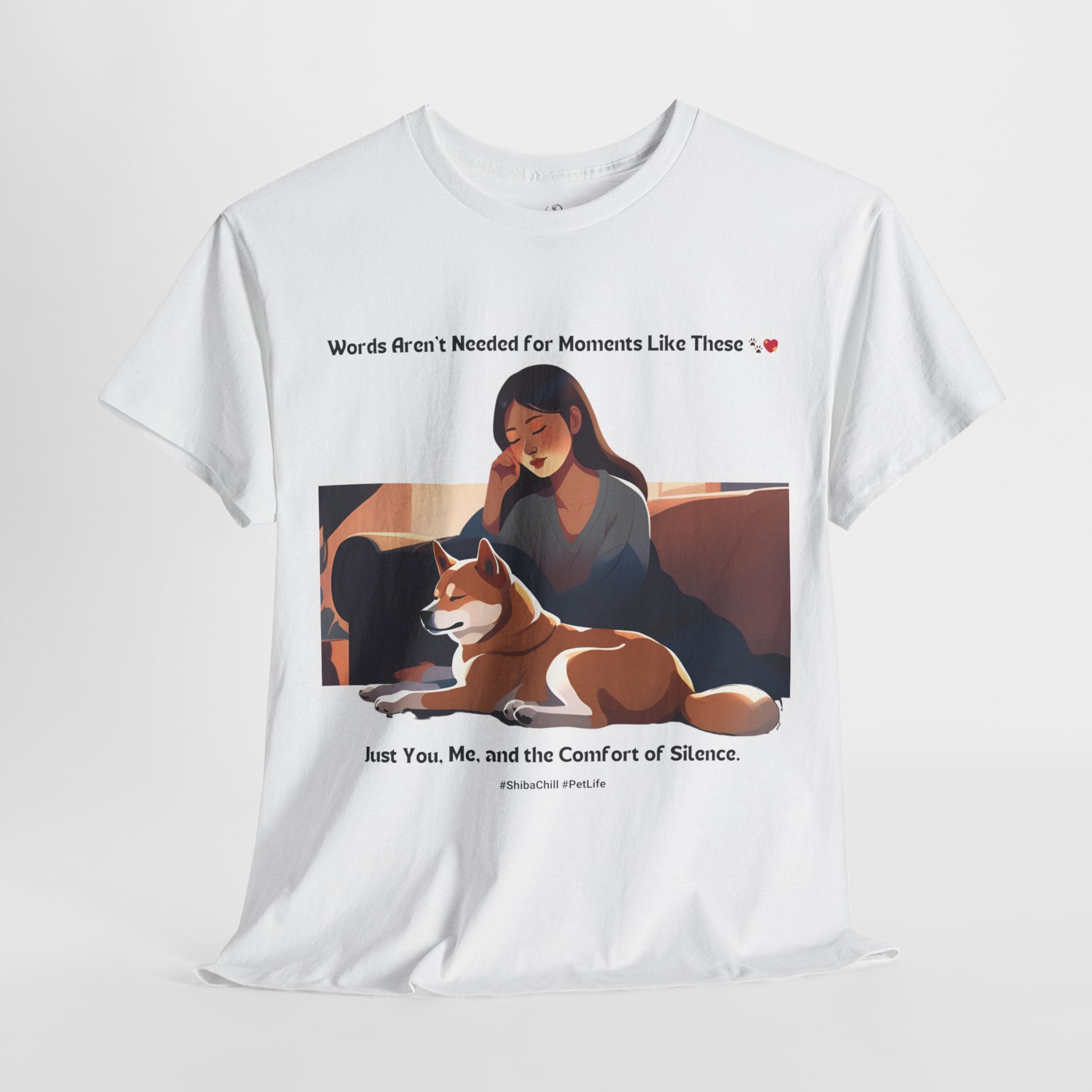 Women’s “Words Aren’t Needed” Shiba Inu T‑Shirt – Serene Pup Mom Gift