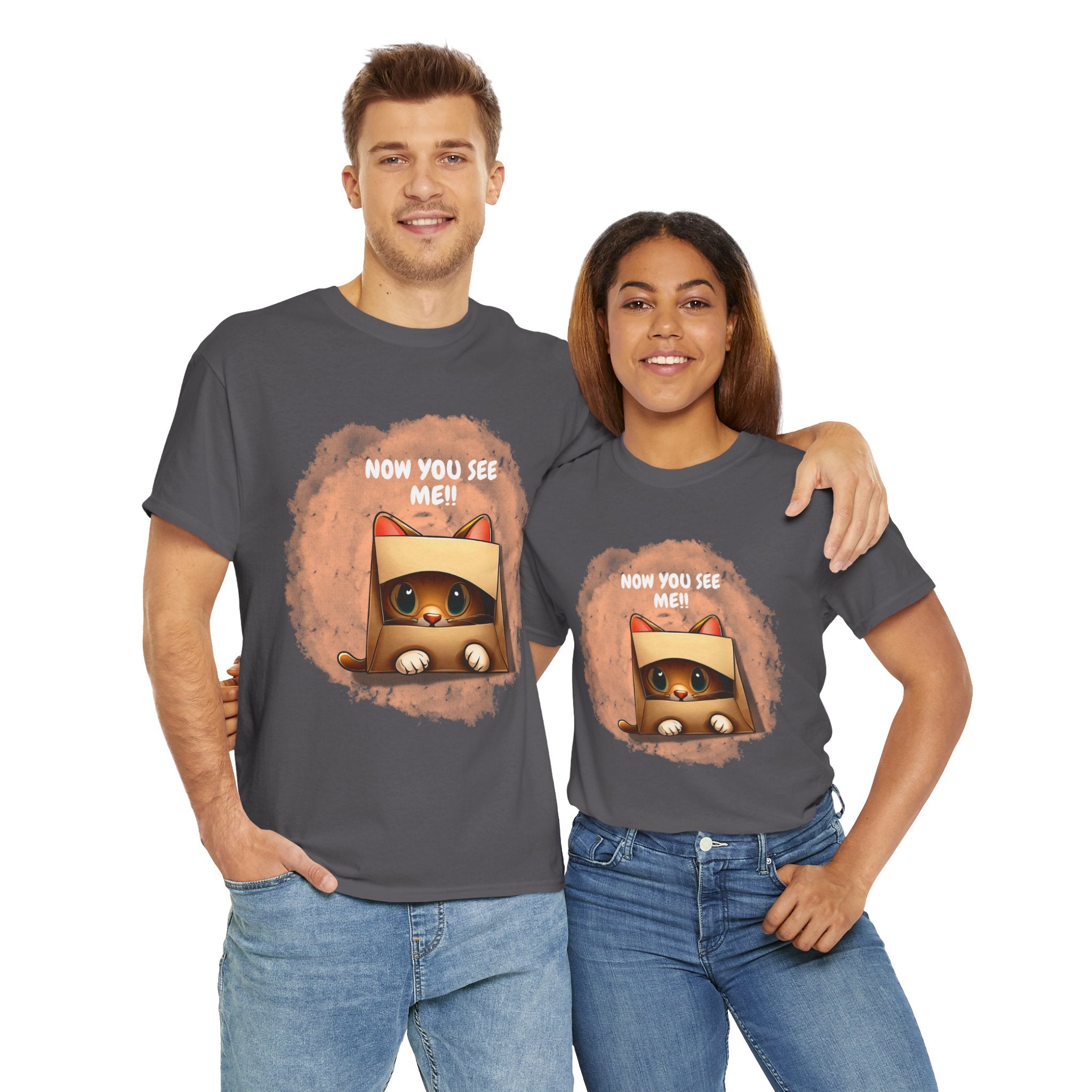 Unisex “Peek-a-Boo Kitty” T-Shirt – Sneaky Whiskers, Cat Lover Gift