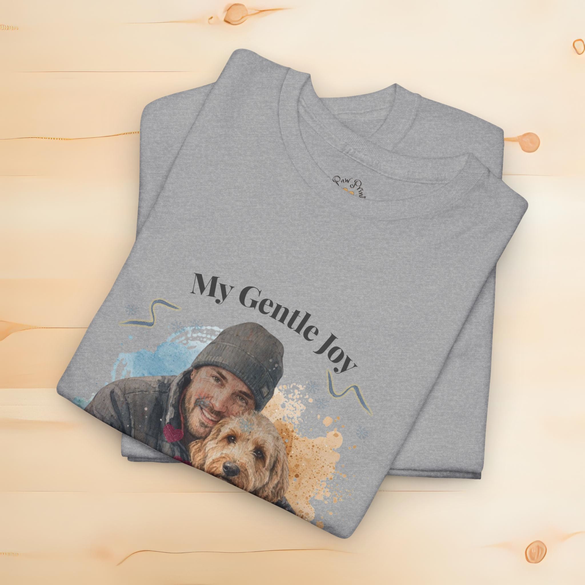Unisex Personalized T-Shirt – My Gentle Joy: Custom Doodle (Goldendoodle/Labradoodle) Watercolor Winter Portrait