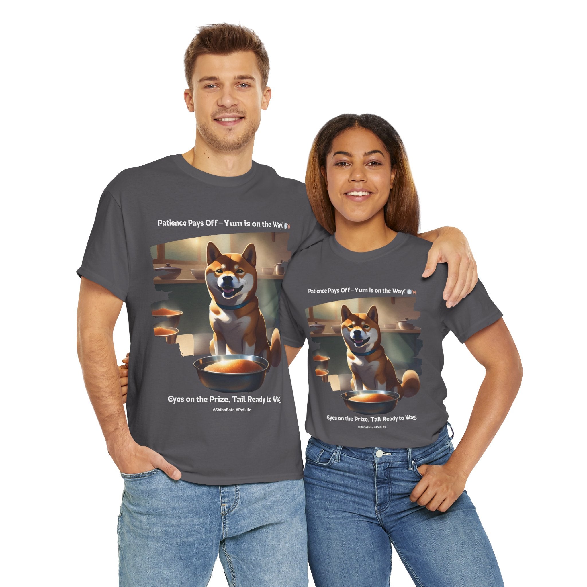Unisex “Patience Pays Off: Shiba Inu Treats” T‑Shirt – Good Pup Reward Gift