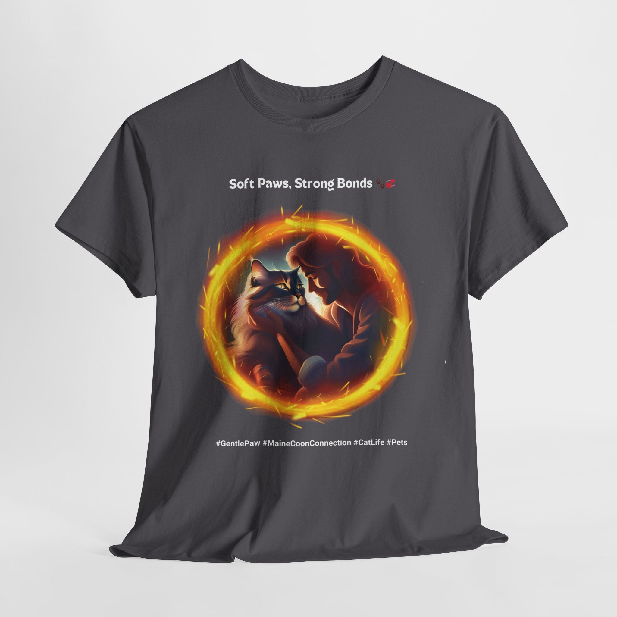Men’s “Soft Paws, Strong Bonds” Maine Coon T‑Shirt – Gentle Giant Dad Gift