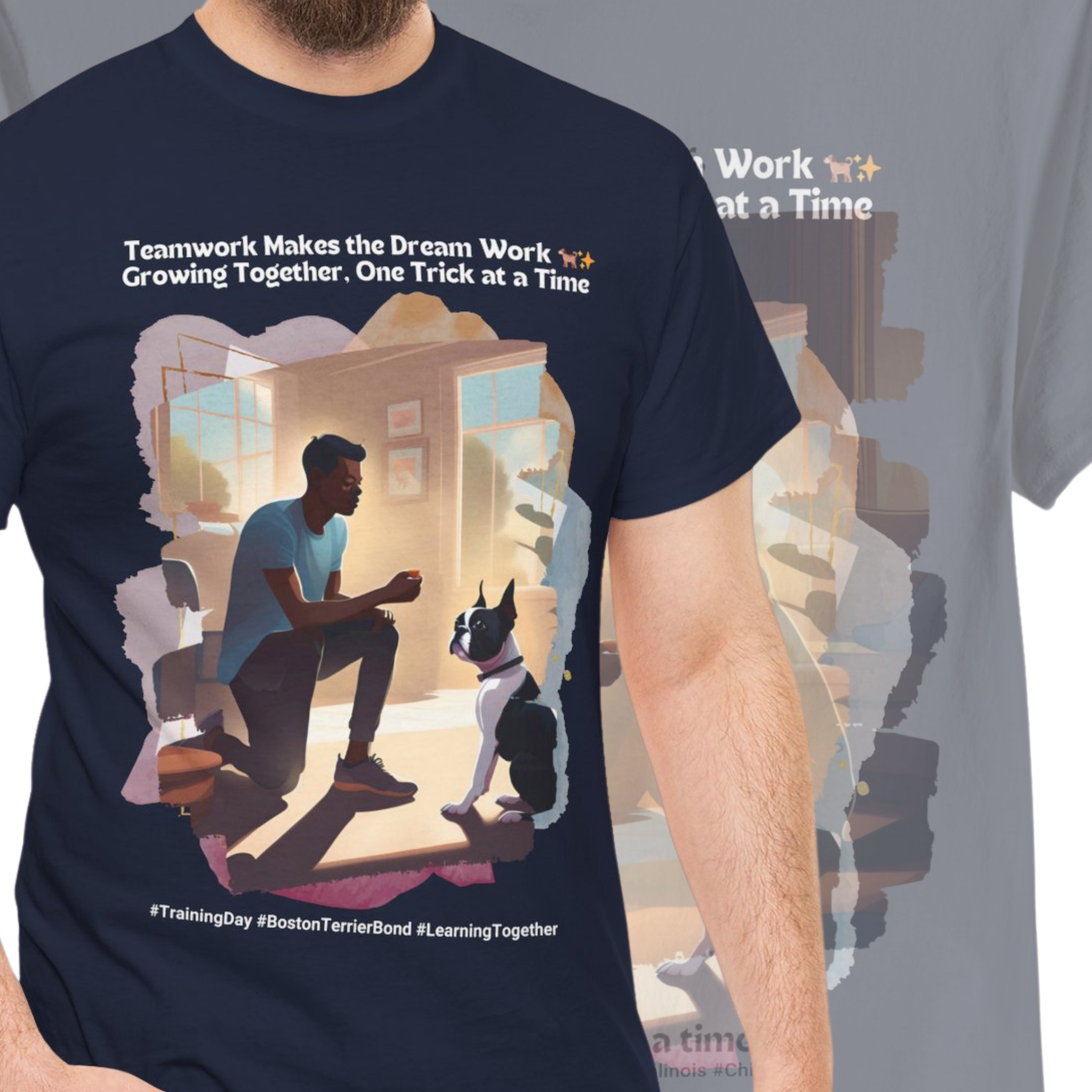 Men's - Learning Together: Boston Terrier Training T-Shirt