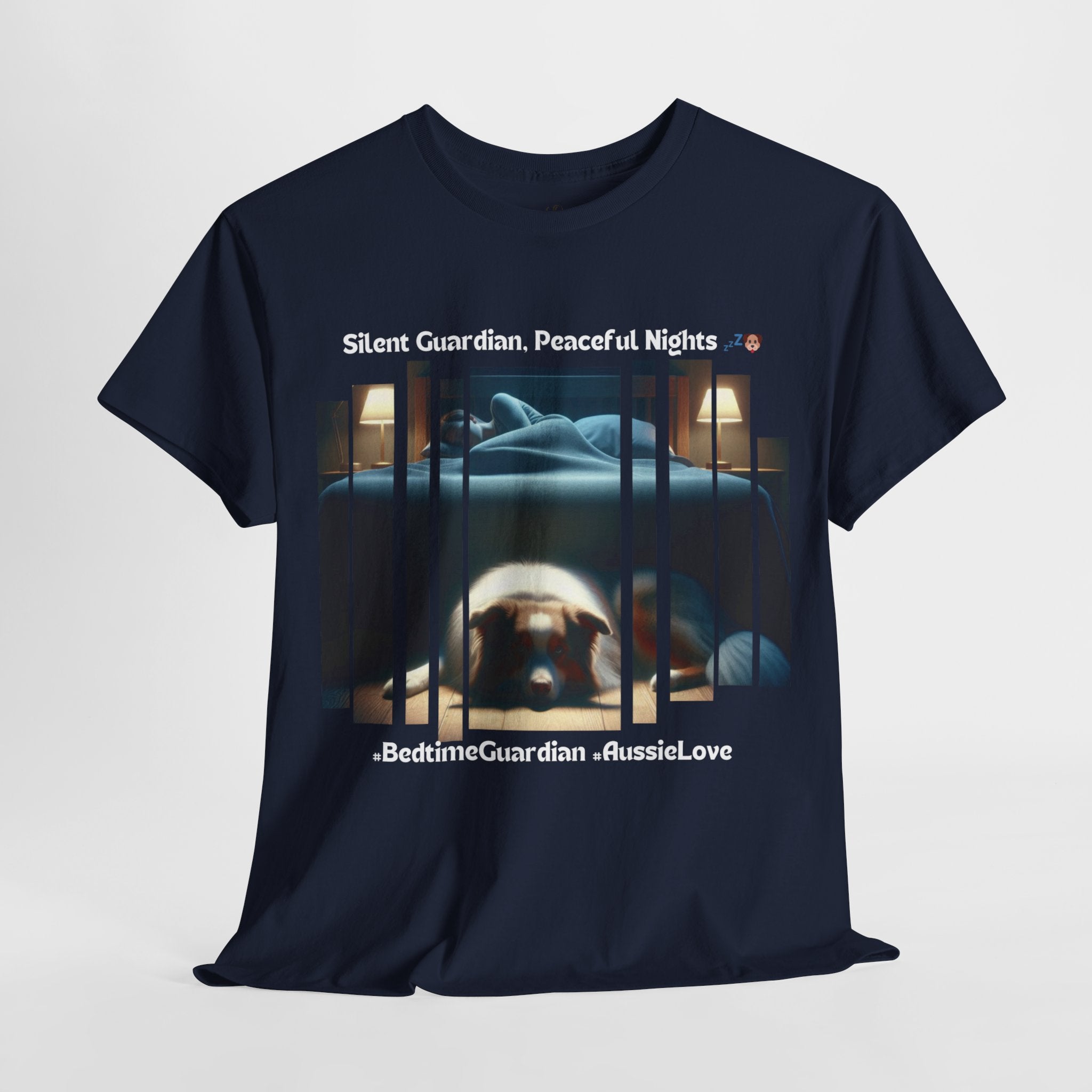 Unisex “Silent Guardian, Peaceful Nights” Australian Shepherd T‑Shirt – Night Watch Gift, Quiet Companion Tee
