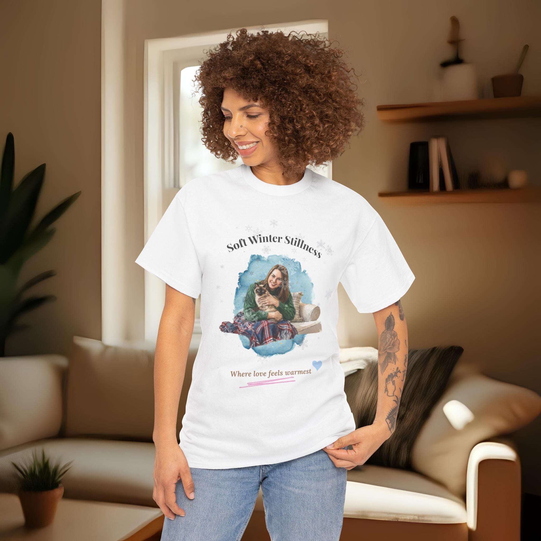 Unisex Personalized T-Shirt – Soft Winter Stillness: Siamese Watercolor Portrait Edition