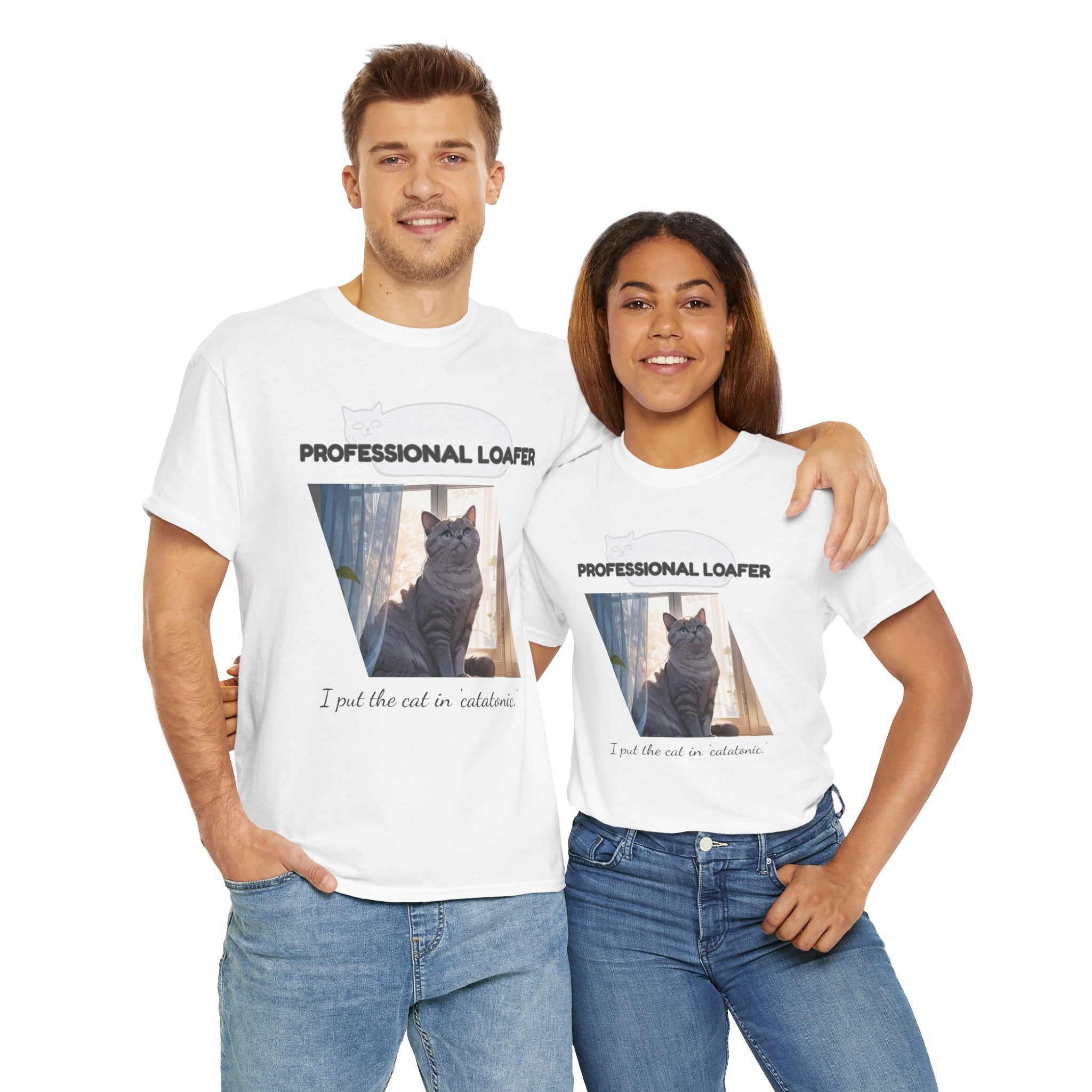 Unisex “Professional Loafer” British Shorthair Cat T-Shirt – Relaxed Fit Funny Pet Shirt