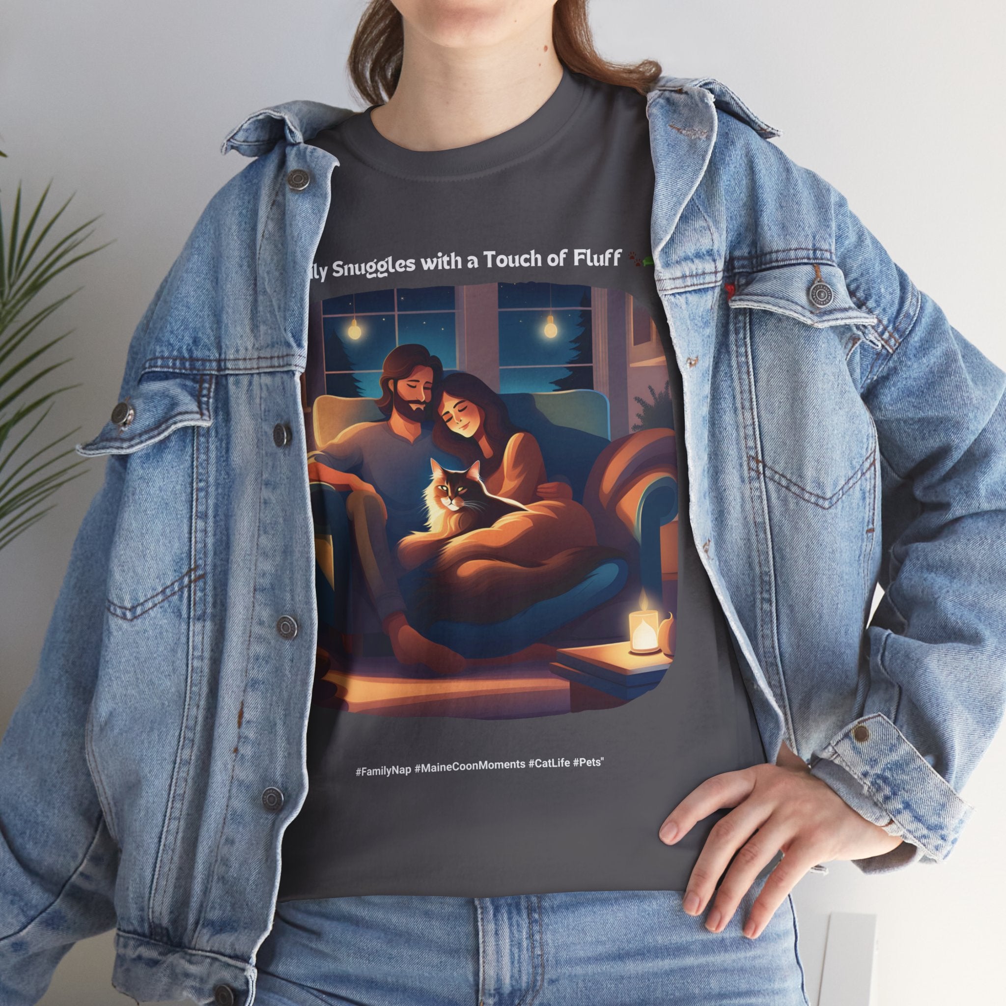 Unisex “Family Snuggles with a Touch of Fluff” Maine Coon T‑Shirt – Family Cuddle Cat Gift