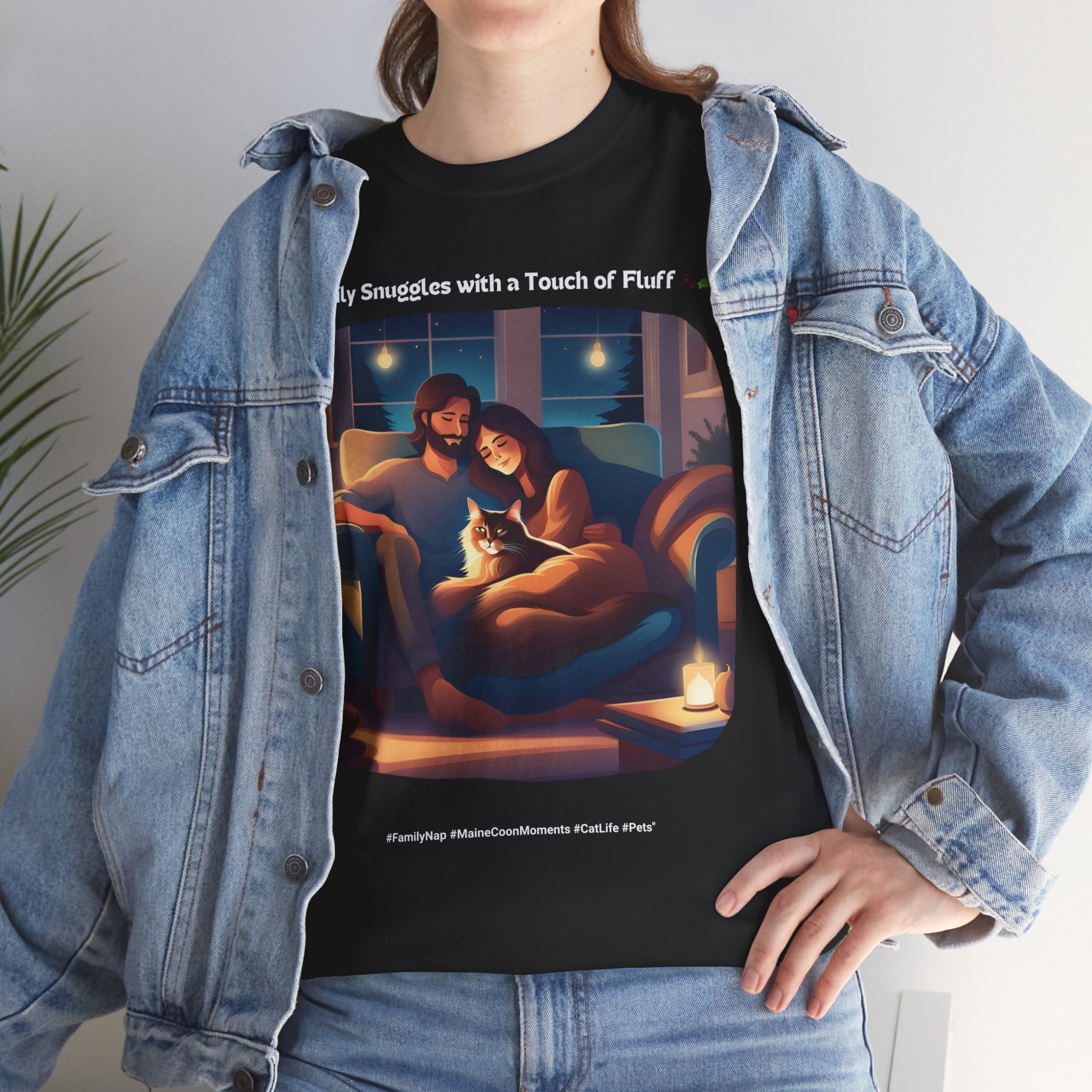 Unisex “Family Snuggles with a Touch of Fluff” Maine Coon T‑Shirt – Family Cuddle Cat Gift