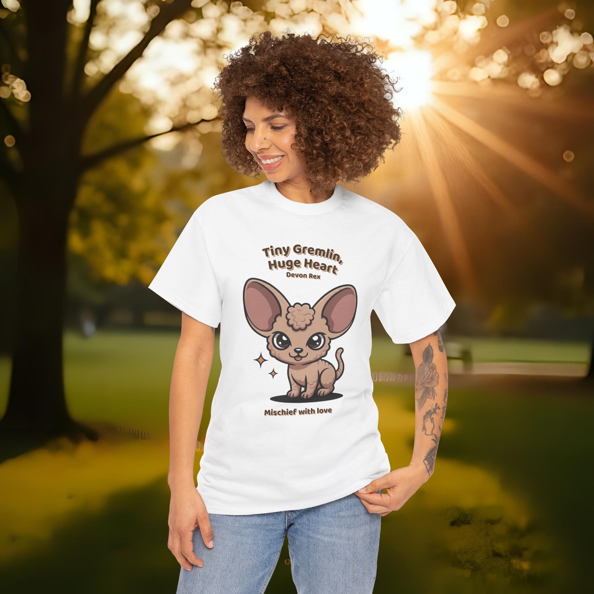 Unisex T-Shirt – Tiny Gremlin, Huge Heart: Devon Rex Everyday Moments Edition