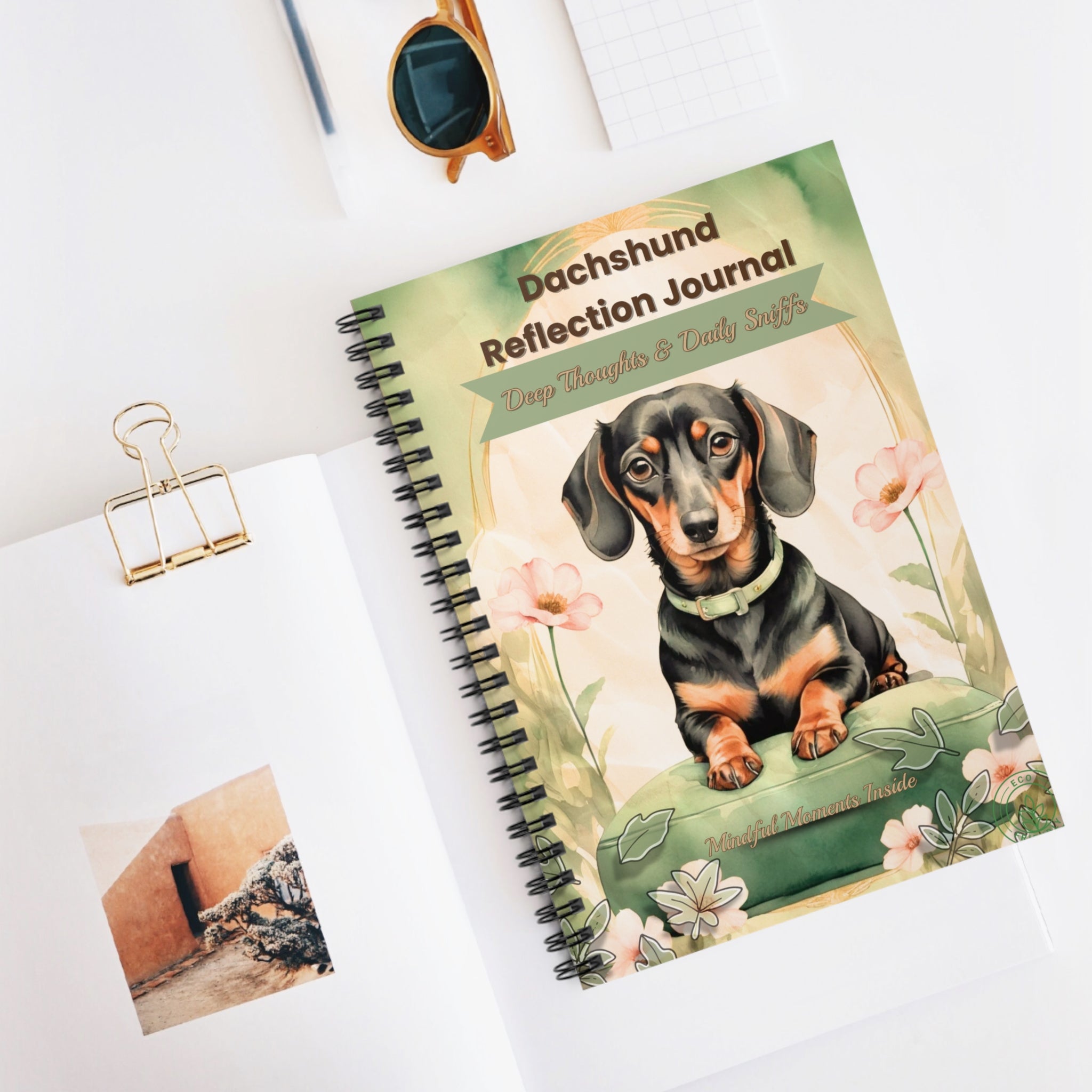 Dachshund Reflection Journal - Cute Puppy Notebook for Pet Lovers, Dog Owner Gift, Daily Thoughts, Floral Design Diary