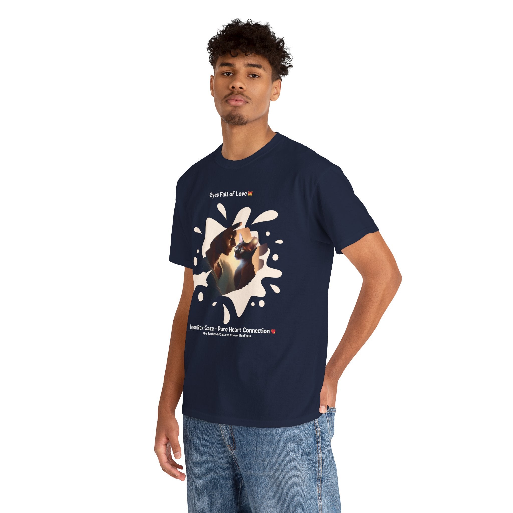 Men’s “Eyes Full of Love” Devon Rex T‑Shirt – Adoring Cat Dad Gift
