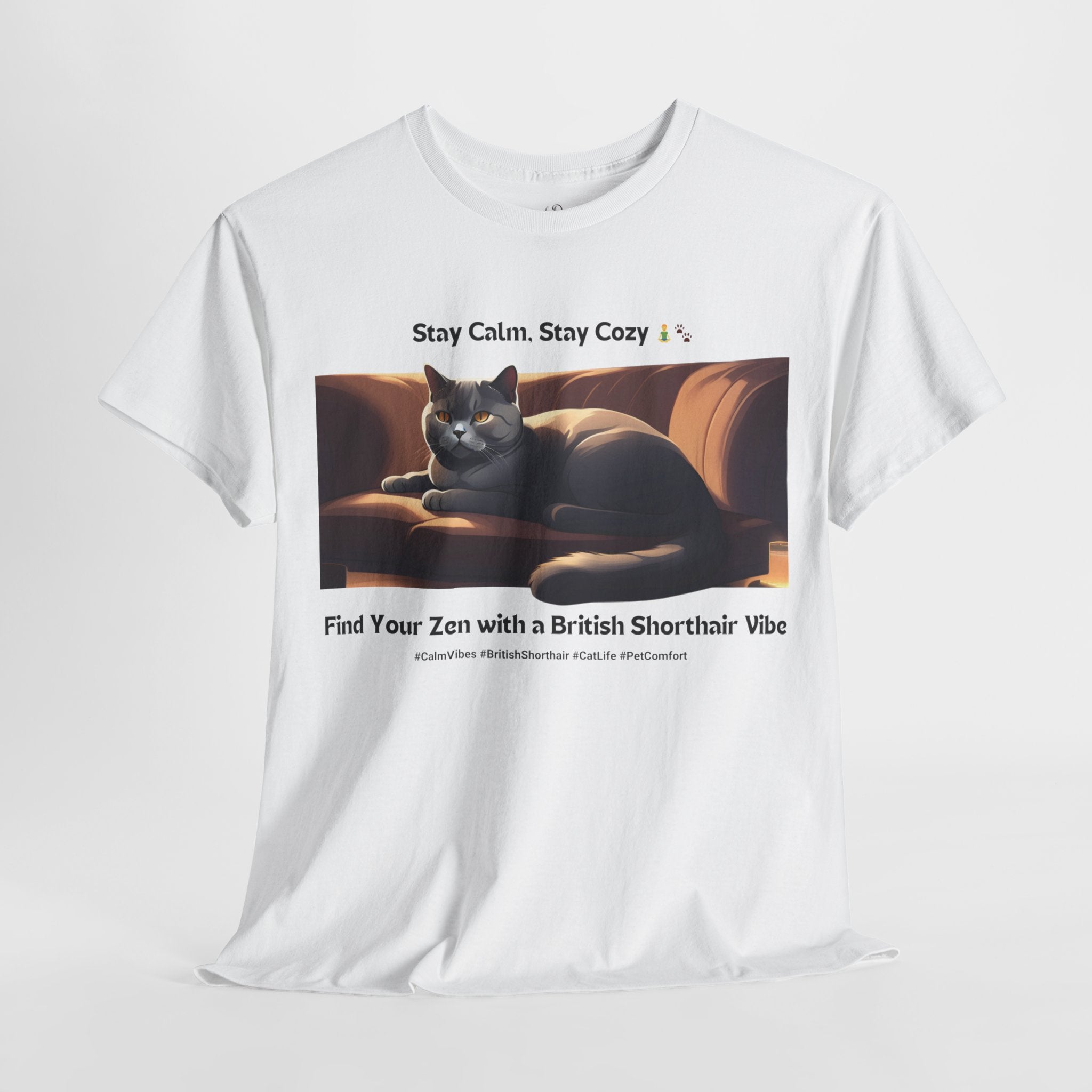 Unisex “Zenful Purr” British Shorthair T‑Shirt – Serene Kitty Gift