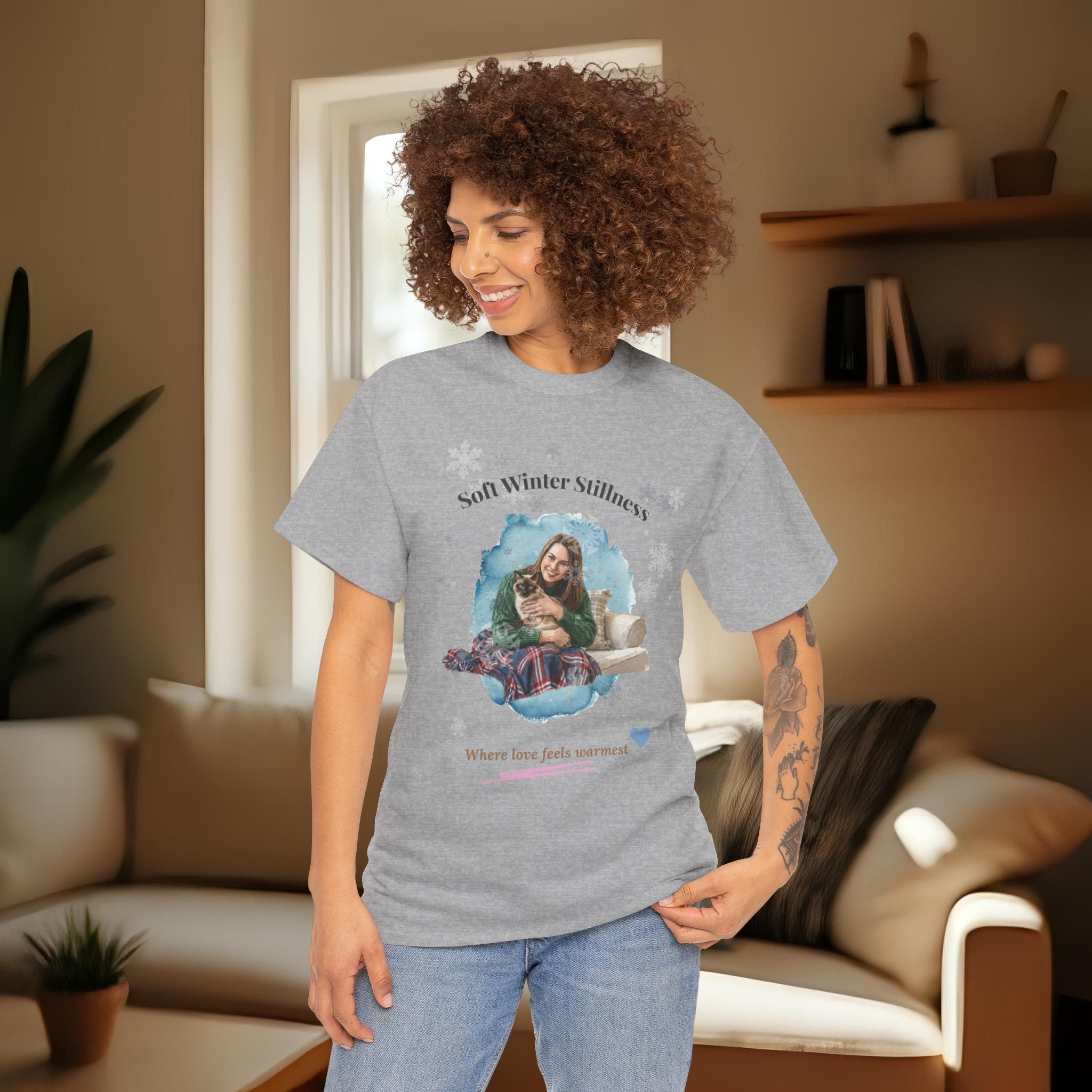 Unisex Personalized T-Shirt – Soft Winter Stillness: Siamese Watercolor Portrait Edition
