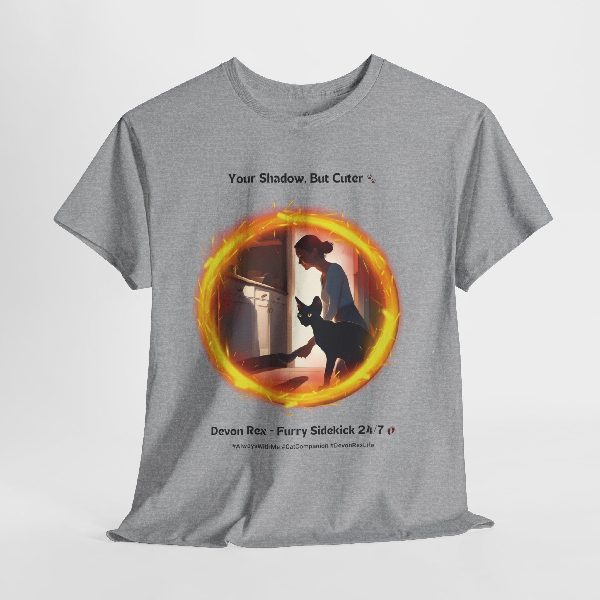 Women’s “Your Shadow, But Cuter” Devon Rex T‑Shirt – Loyal Cat Mom Gift