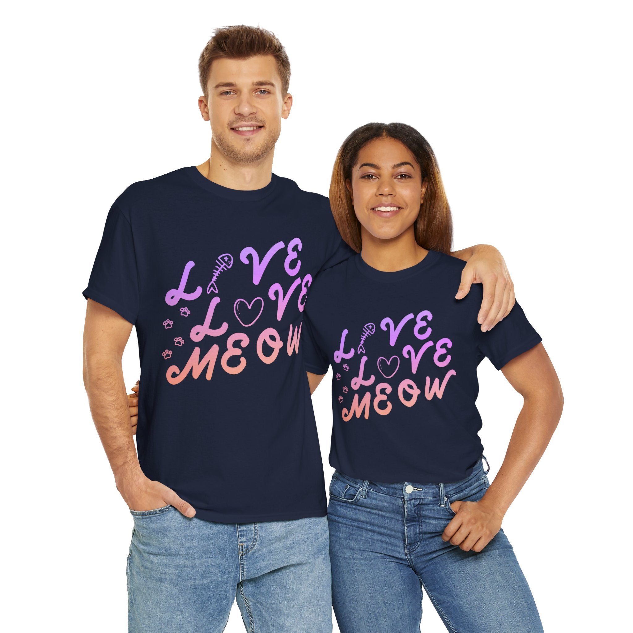 Unisex “Love, Meow, Live” T-Shirt – Cat Life Joy, Feline Lover Gift