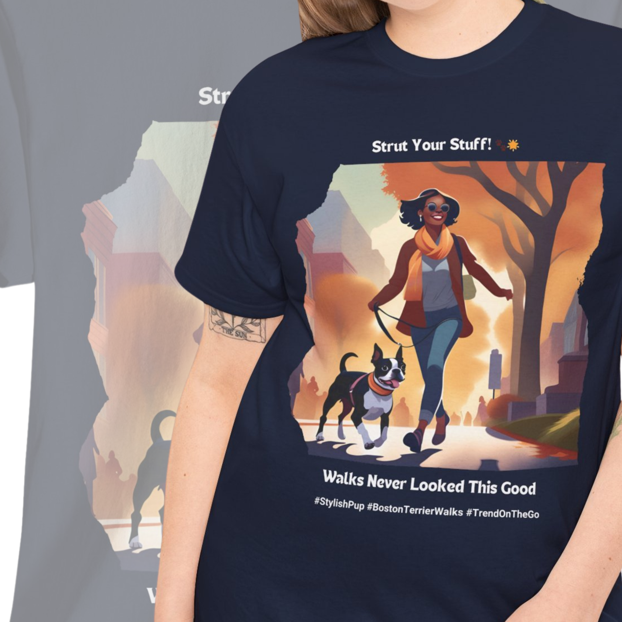 Women's - Stylish Pup: Boston Terrier Fashion T-Shirt