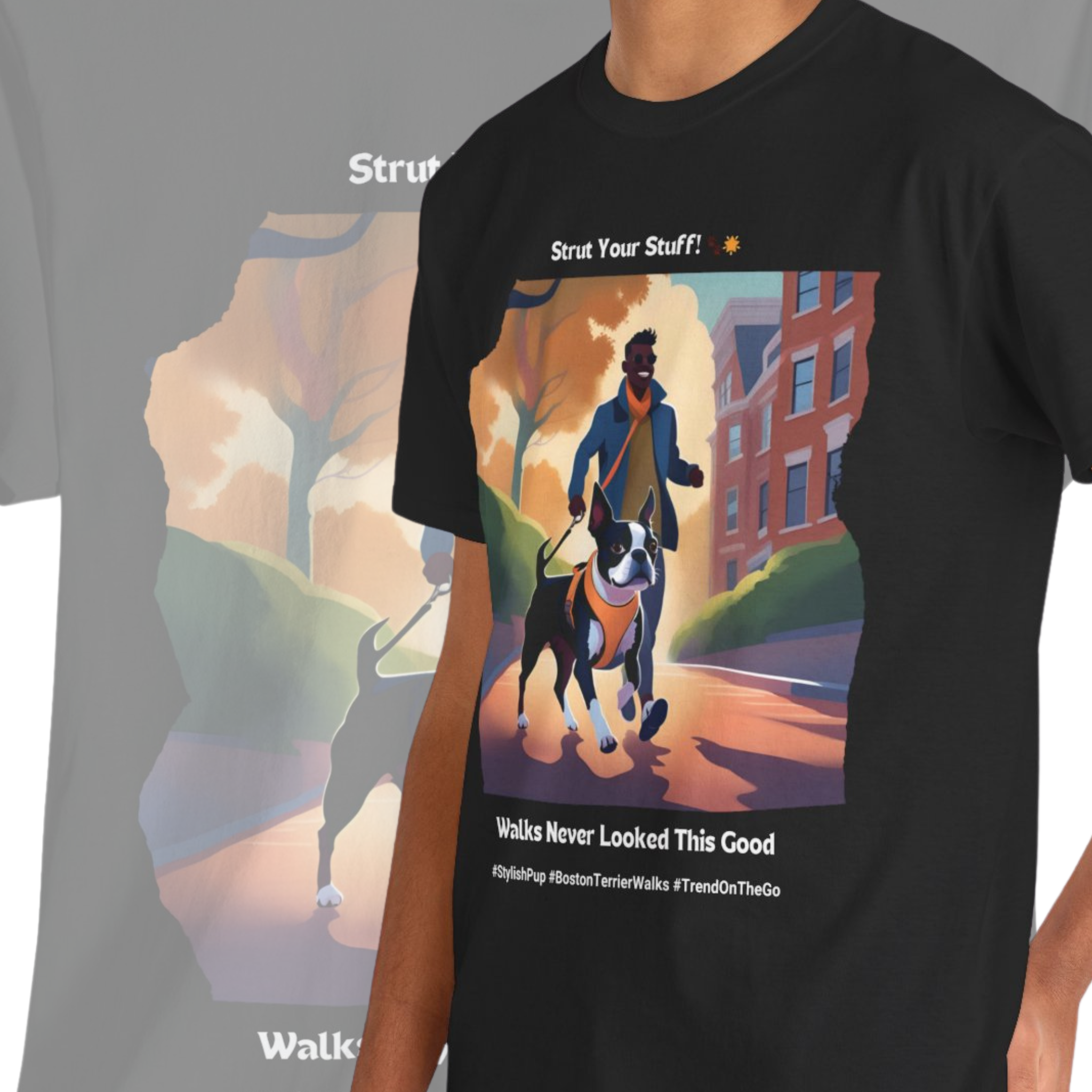 Men's - Stylish Pup: Boston Terrier Fashion T-Shirt