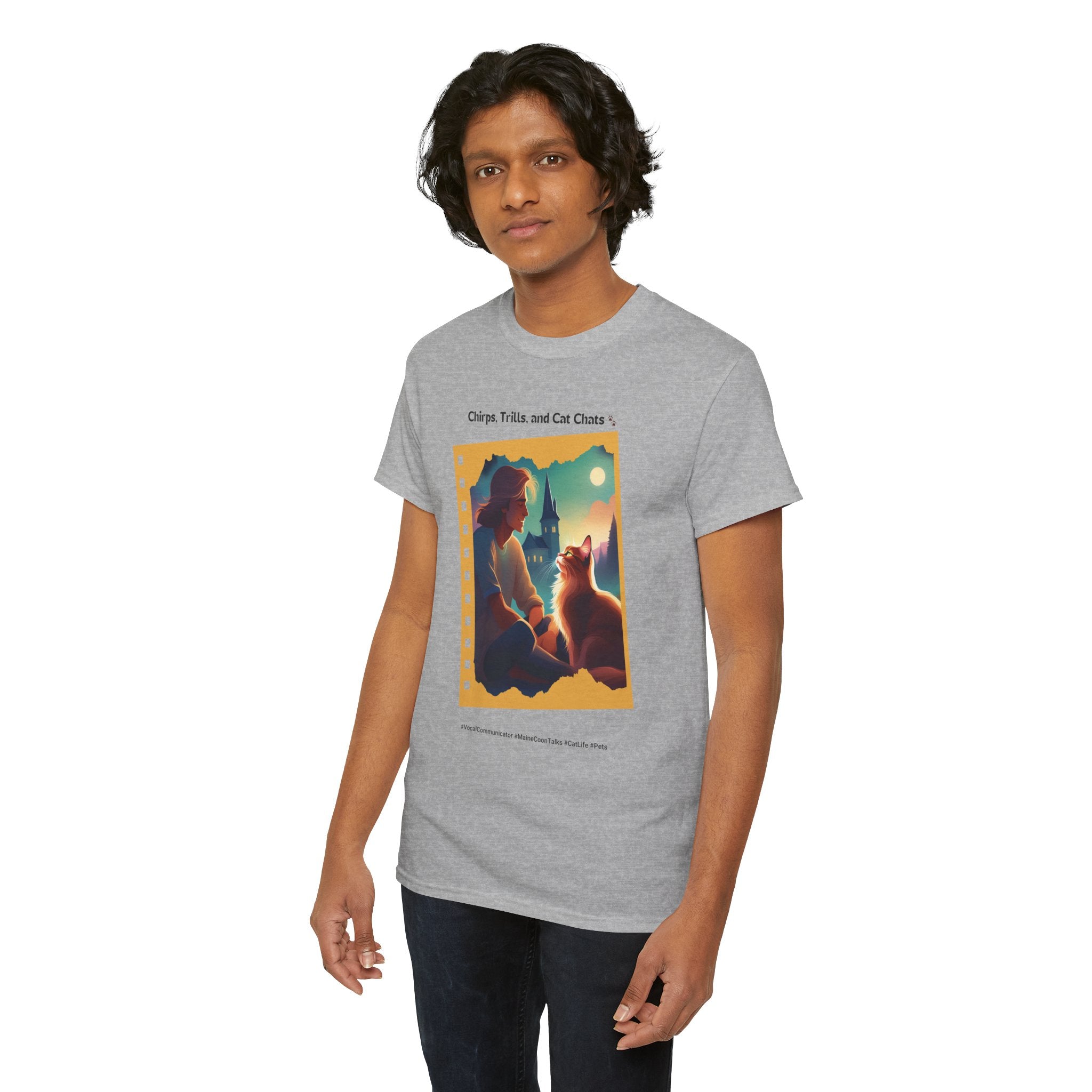Men’s “Chirps, Trills & Cat Chats” Maine Coon T‑Shirt – Vocal Cat Dad Gift