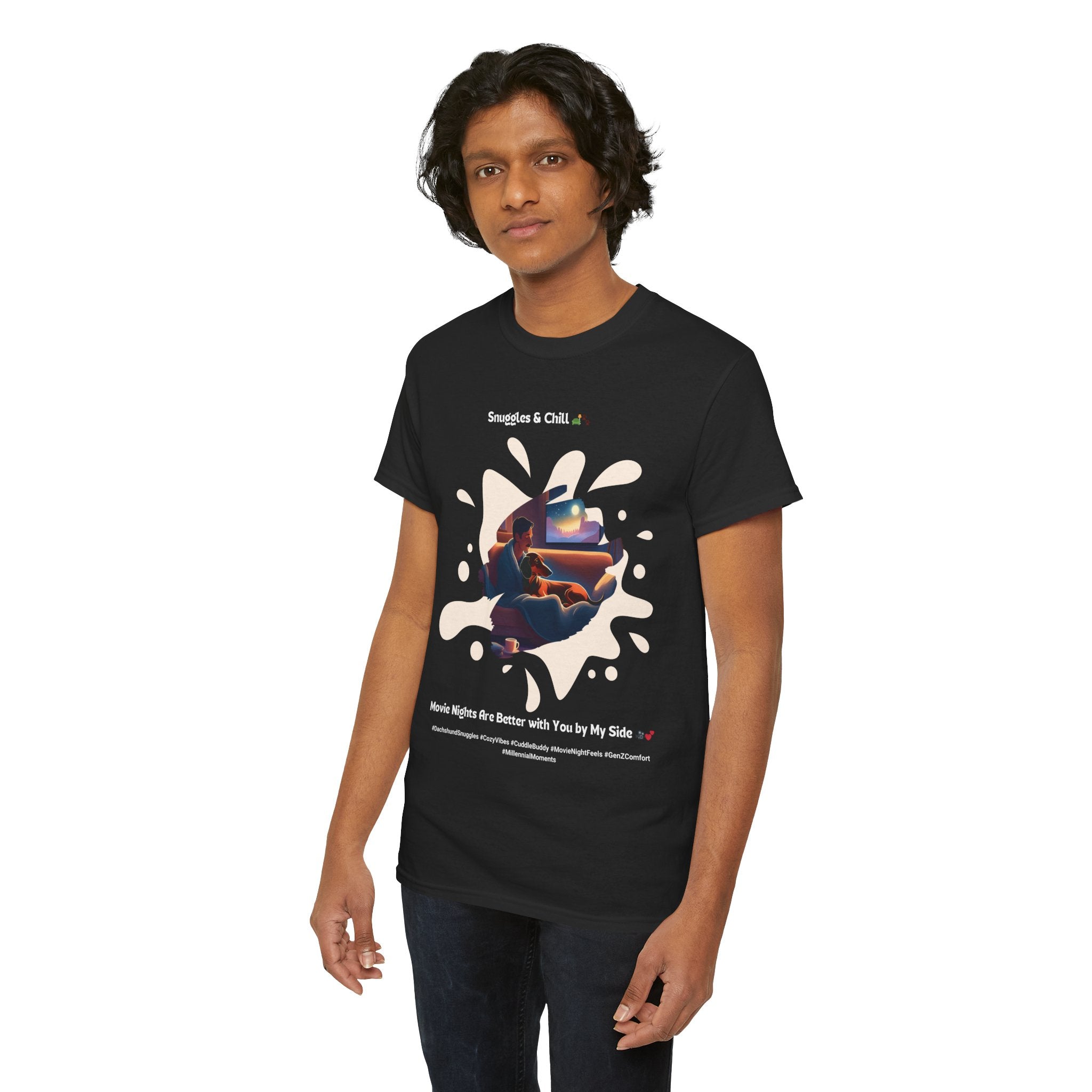 Men's - Snuggles & Chill: Dachshund Movie Night T-Shirt