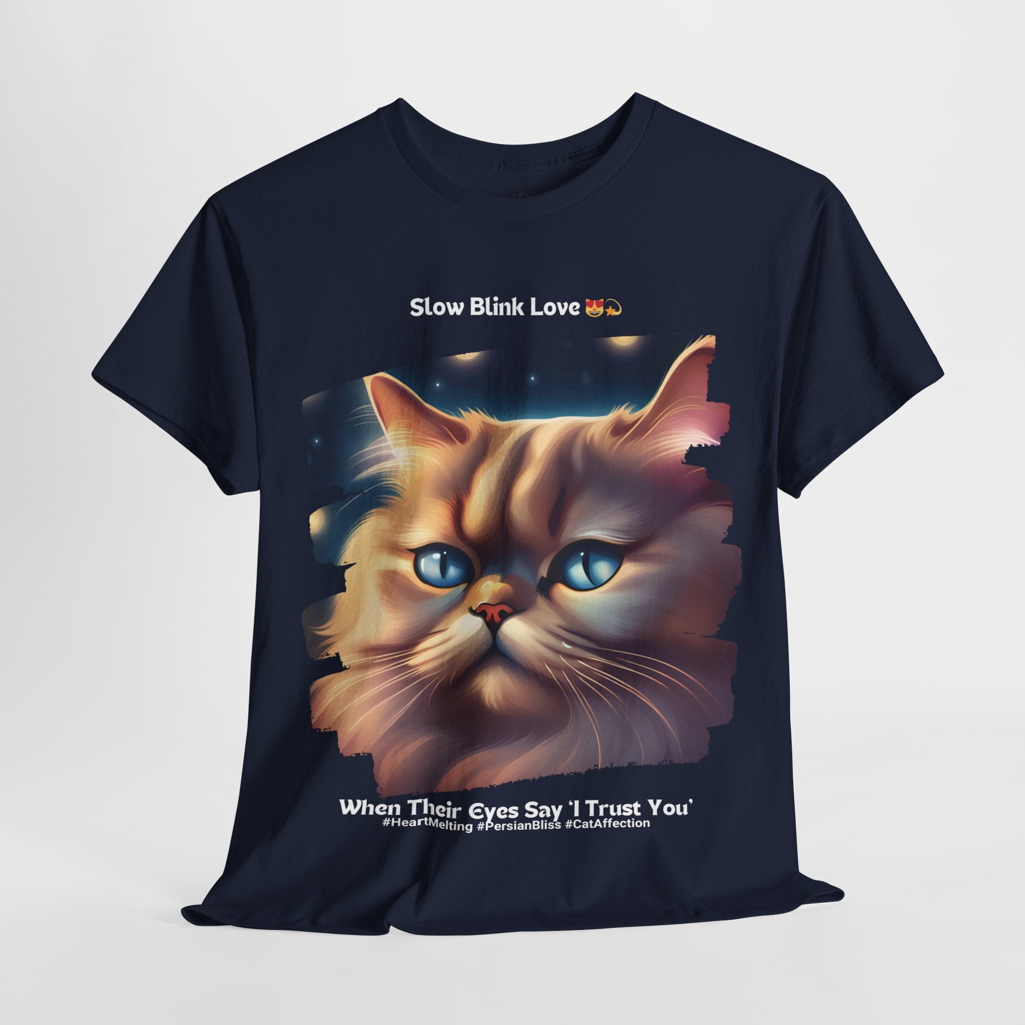 Unisex “Slow Blink Love” Persian T‑Shirt – Trusting Cat Gift