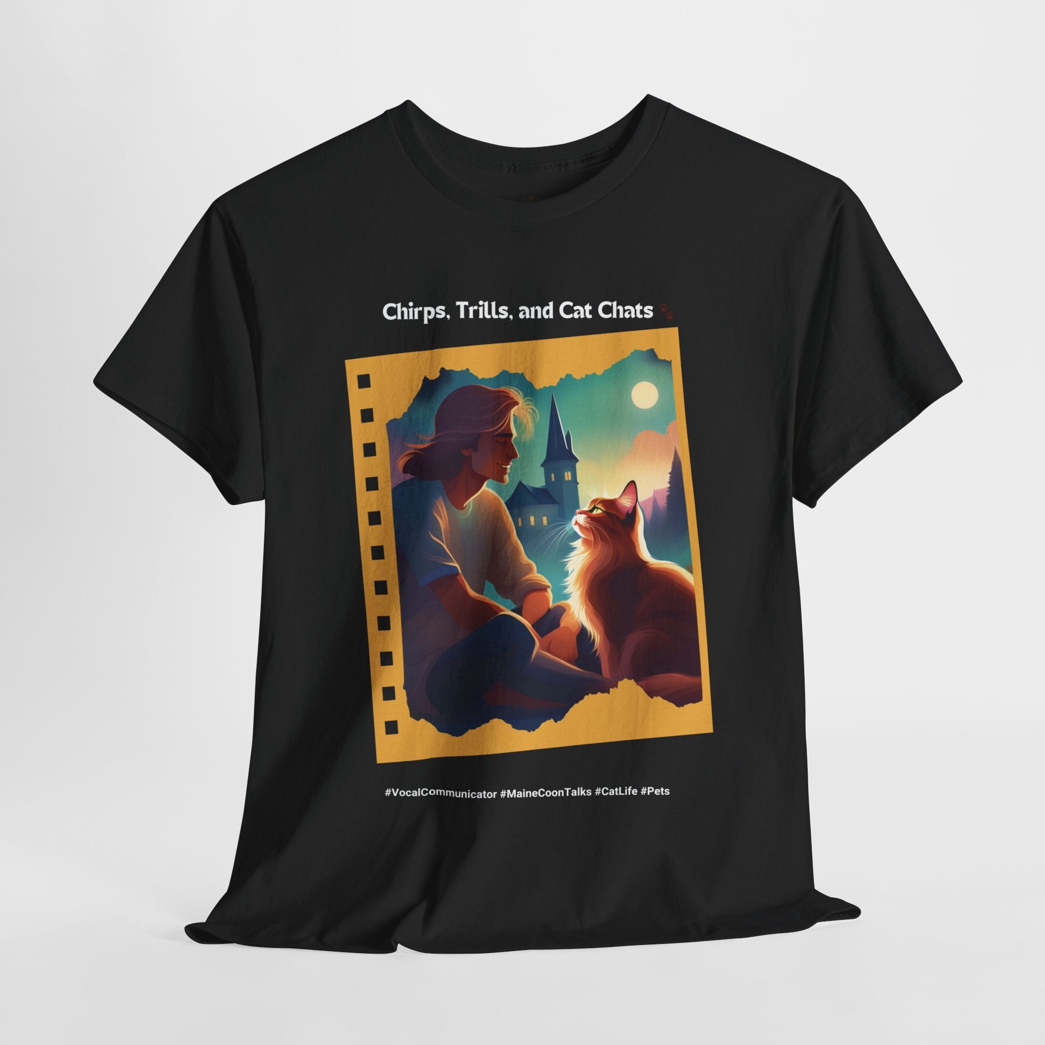 Men’s “Chirps, Trills & Cat Chats” Maine Coon T‑Shirt – Vocal Cat Dad Gift
