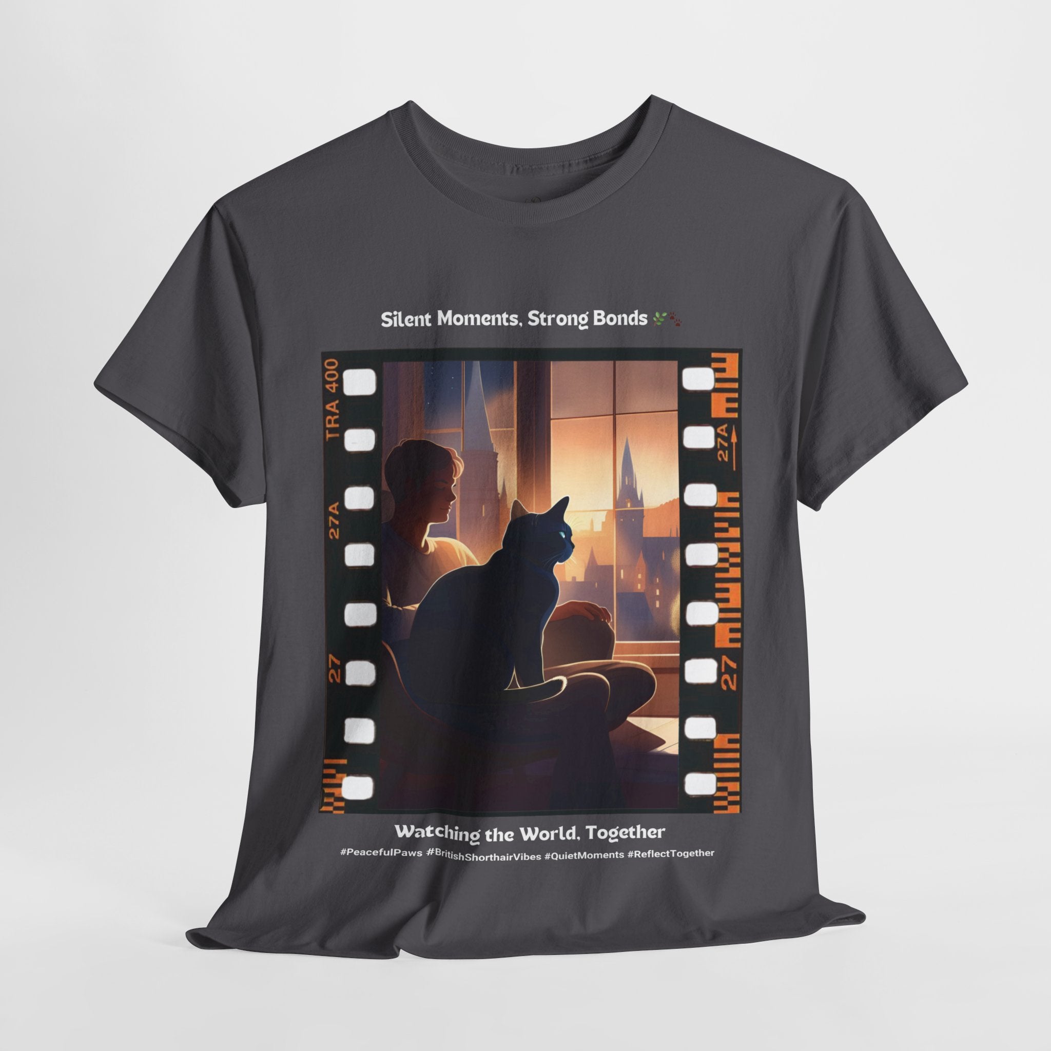 Men’s “Quiet Moments, Strong Bonds” British Shorthair T‑Shirt – Gentle Kitty Dad Gift
