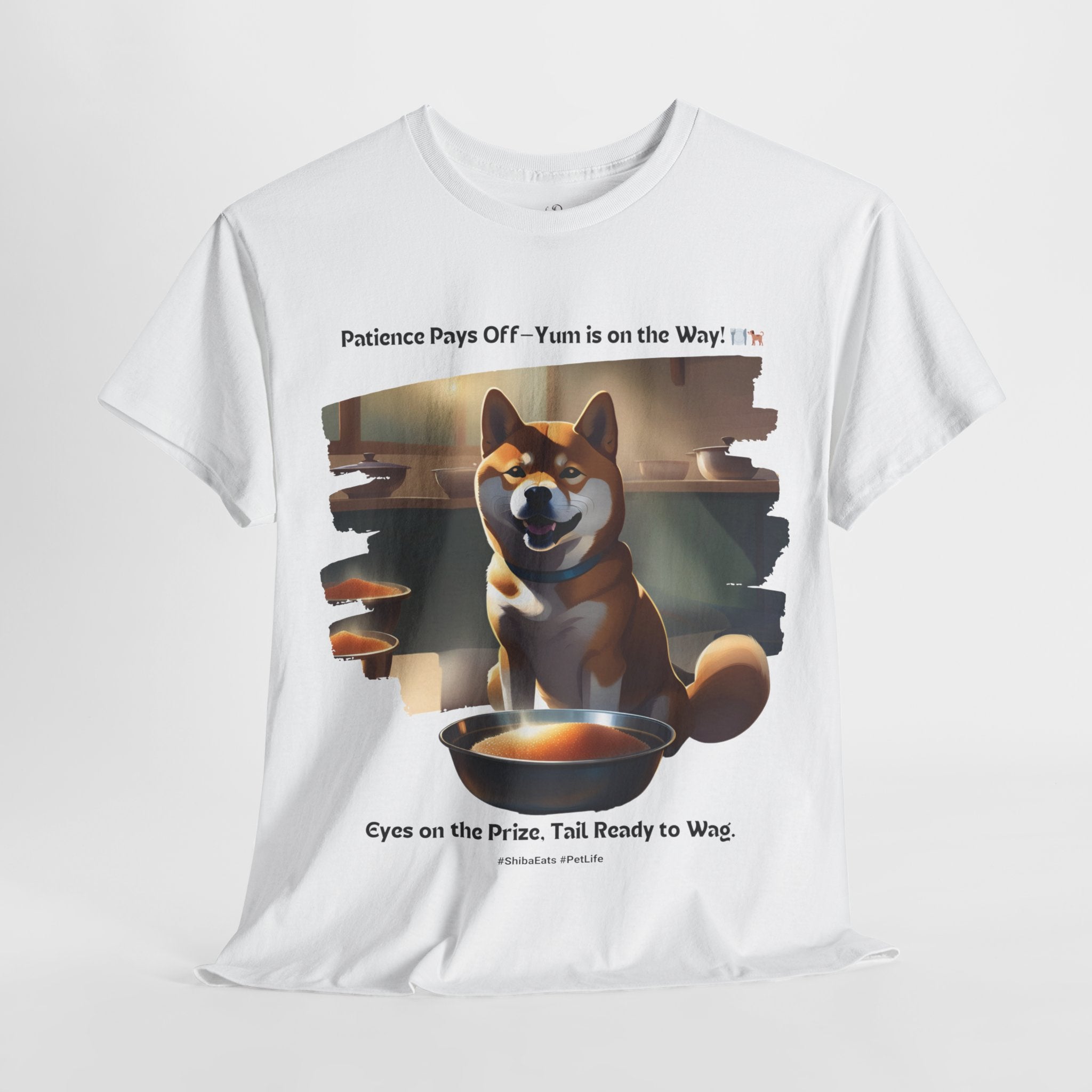 Unisex “Patience Pays Off: Shiba Inu Treats” T‑Shirt – Good Pup Reward Gift