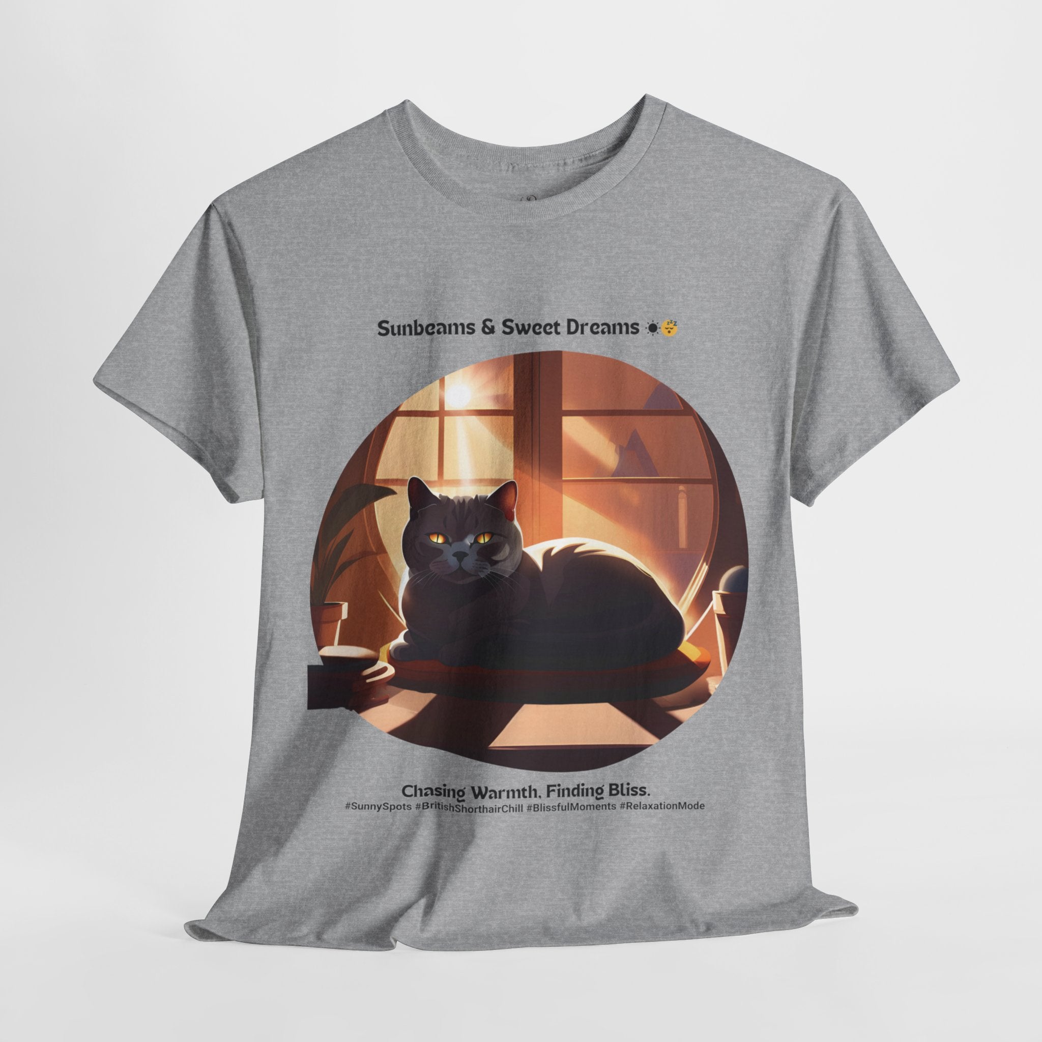 Unisex “Sunbeams & Sweet Dreams” British Shorthair Bliss T‑Shirt – Daylight Kitty Gift