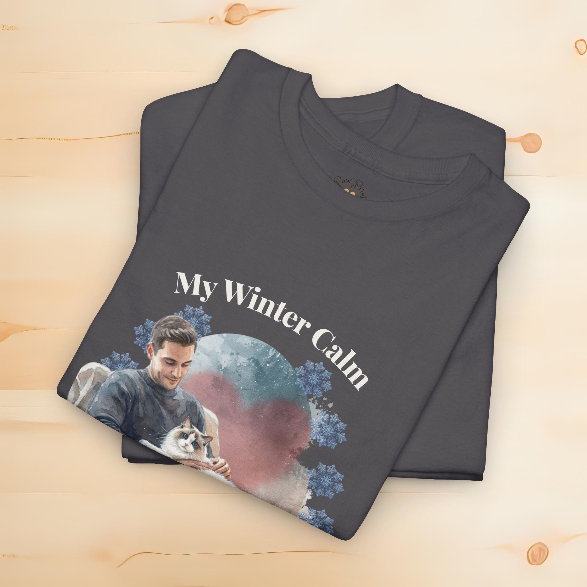 Unisex Personalized T-Shirt – My Winter Calm: Custom Ragdoll Watercolor Winter Portrait
