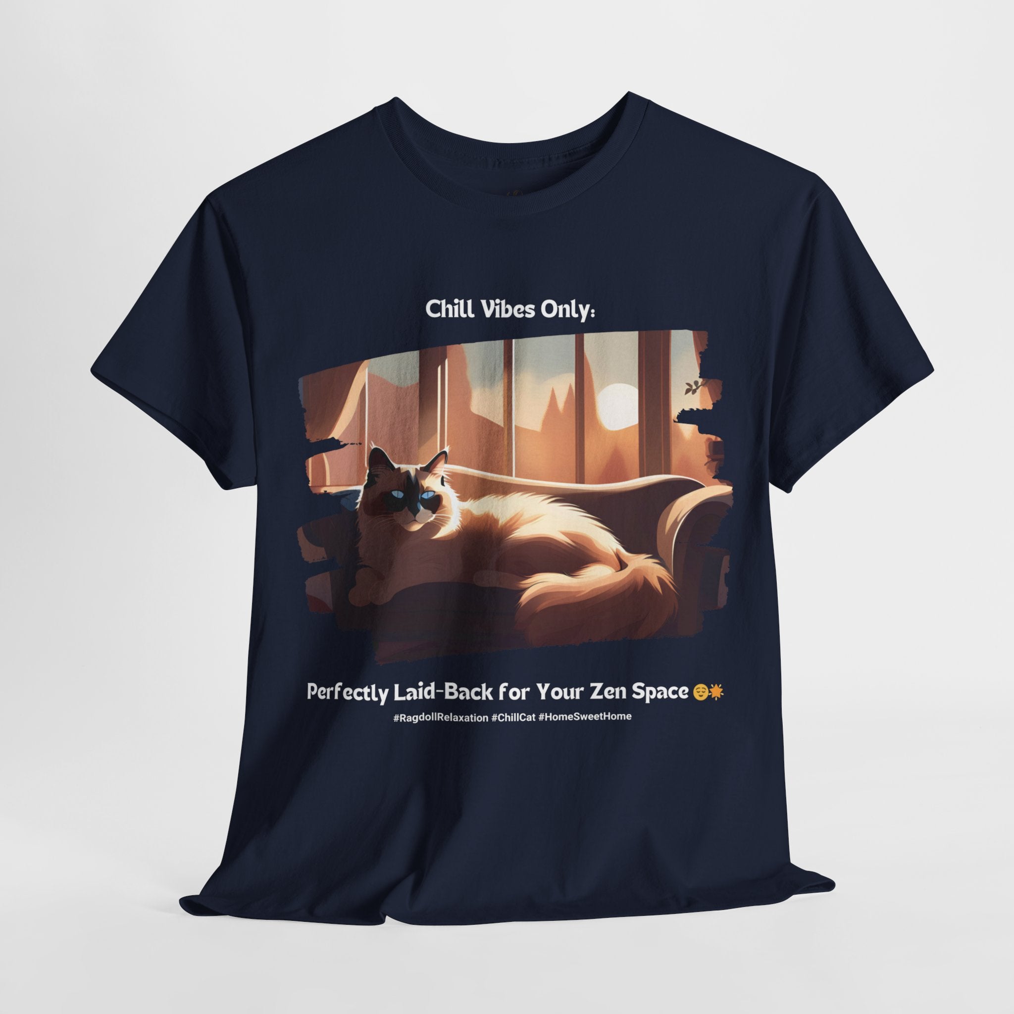 Women’s “Chill Vibes Only” Ragdoll T‑Shirt – Relaxed Cat Mom Gift