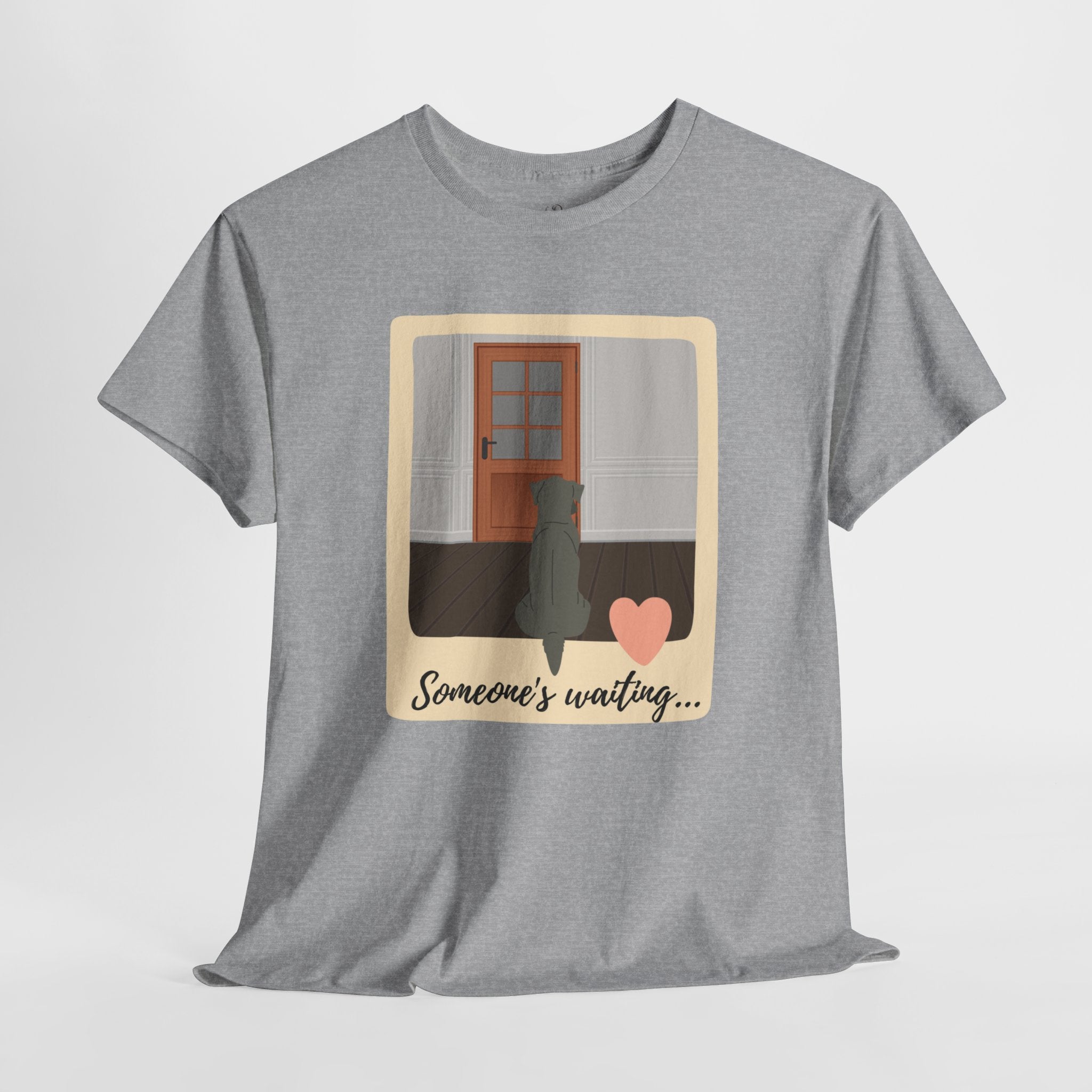 Unisex “Patiently Waiting” Dog T-Shirt – Door-Sitter Pup, Dog Lover Gift