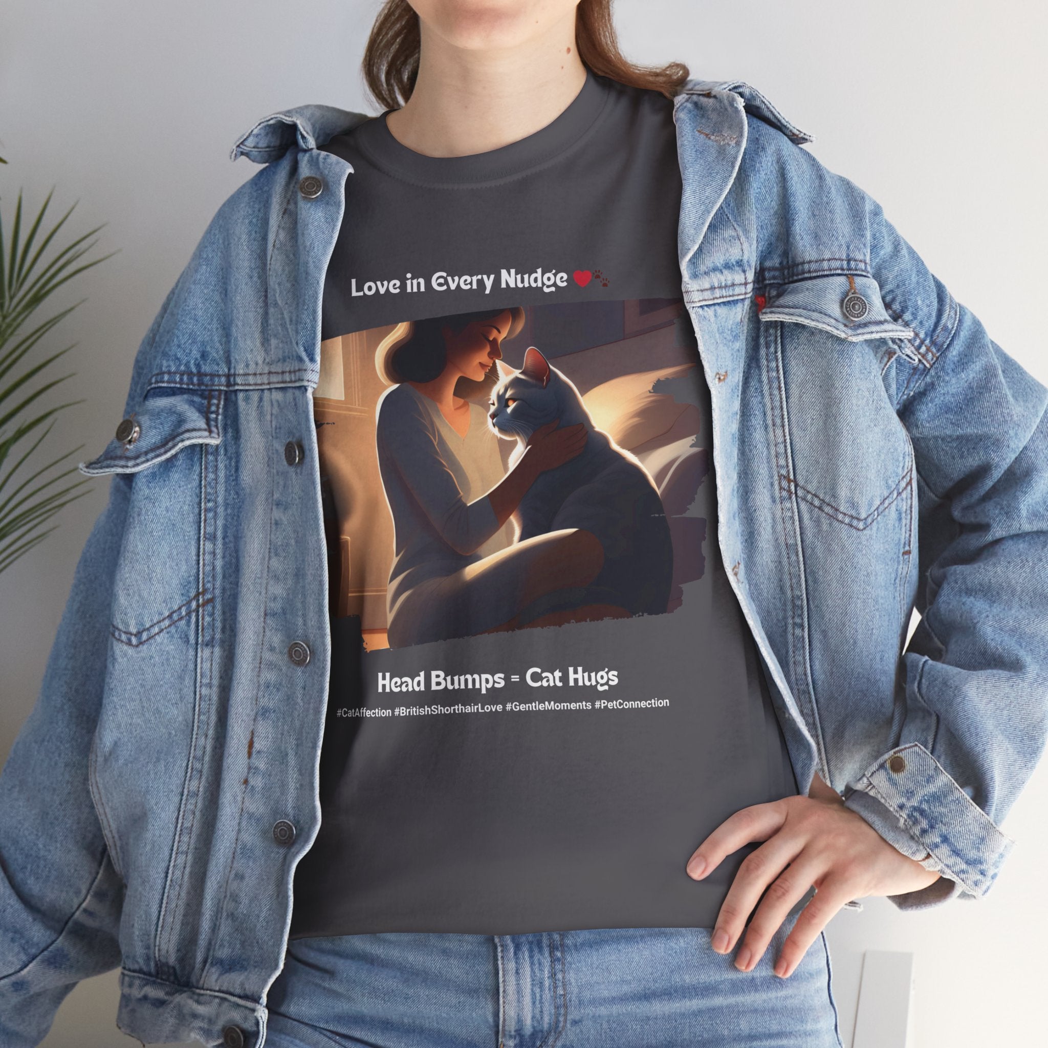 Women’s “Head Bumps = Cat Hugs” British Shorthair T‑Shirt – Affectionate Kitty Mom Gift