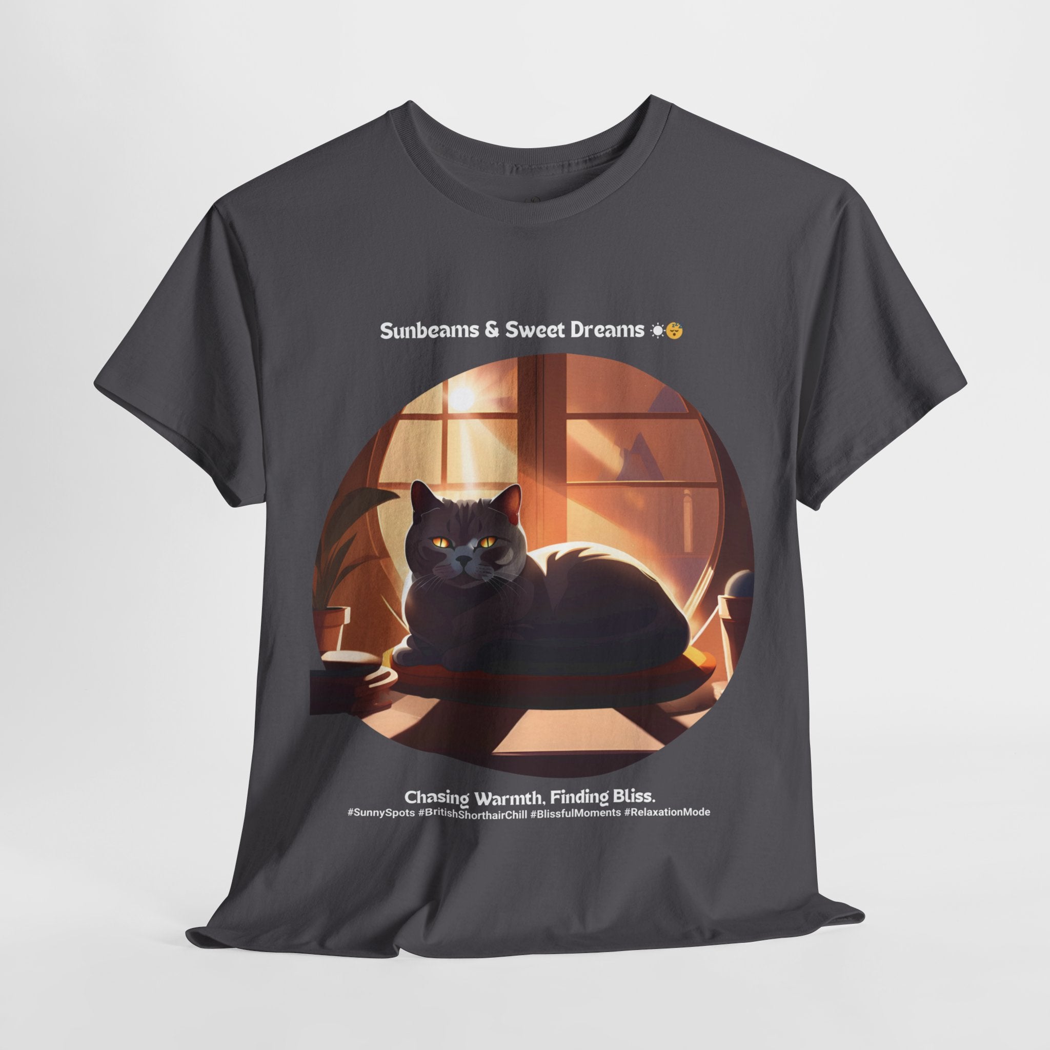 Unisex “Sunbeams & Sweet Dreams” British Shorthair Bliss T‑Shirt – Daylight Kitty Gift