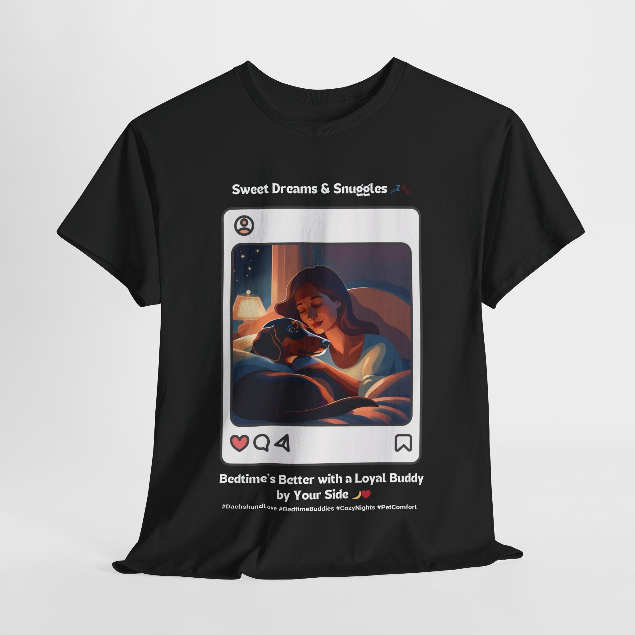 Women’s “Sweet Dreams & Snuggles” Dachshund T‑Shirt – Cozy Love Mom Gift