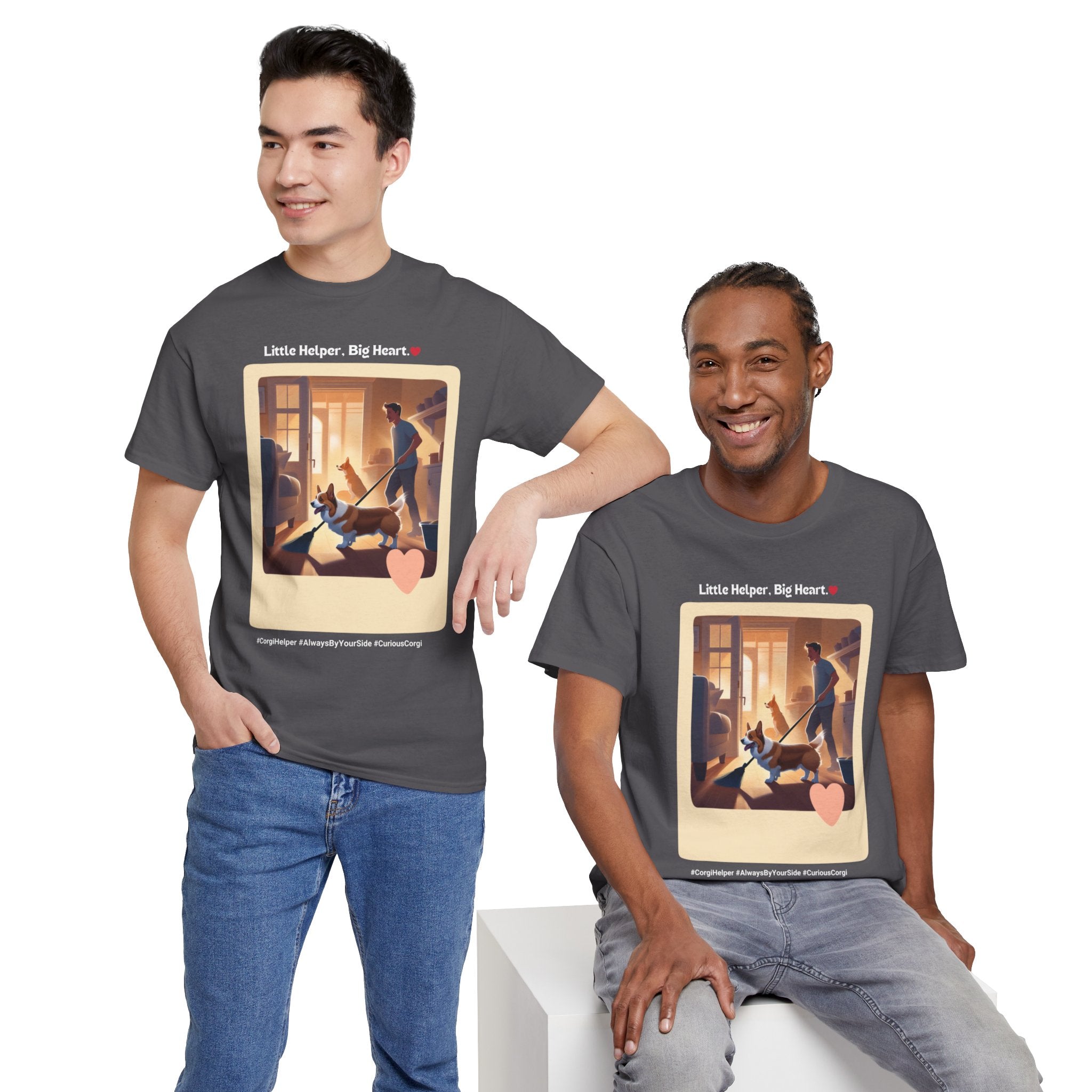 Men's - Little Helper, Big Heart: Corgi T-Shirt