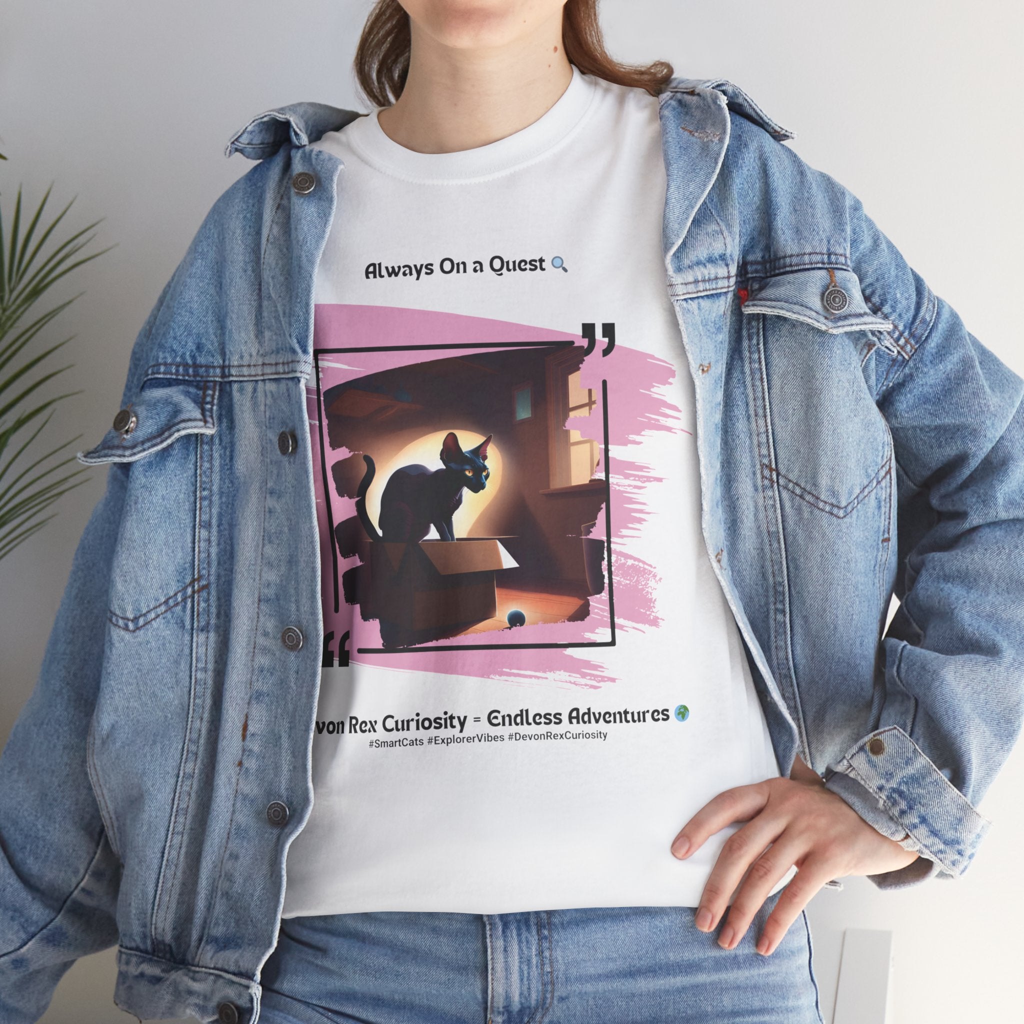 Unisex “Always On a Quest” Devon Rex T‑Shirt – Curious Kitty Gift