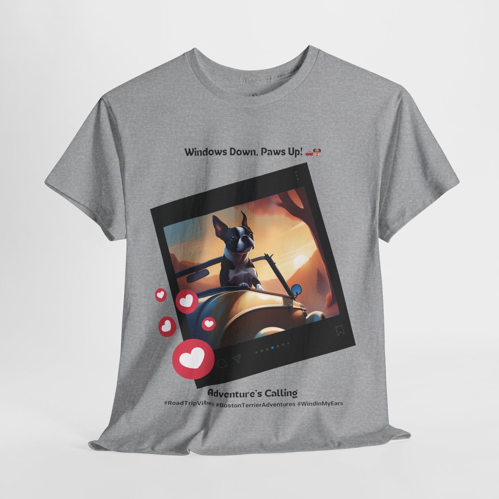 Unisex - Adventure's Calling: Boston Terrier Road Trip T-Shirt