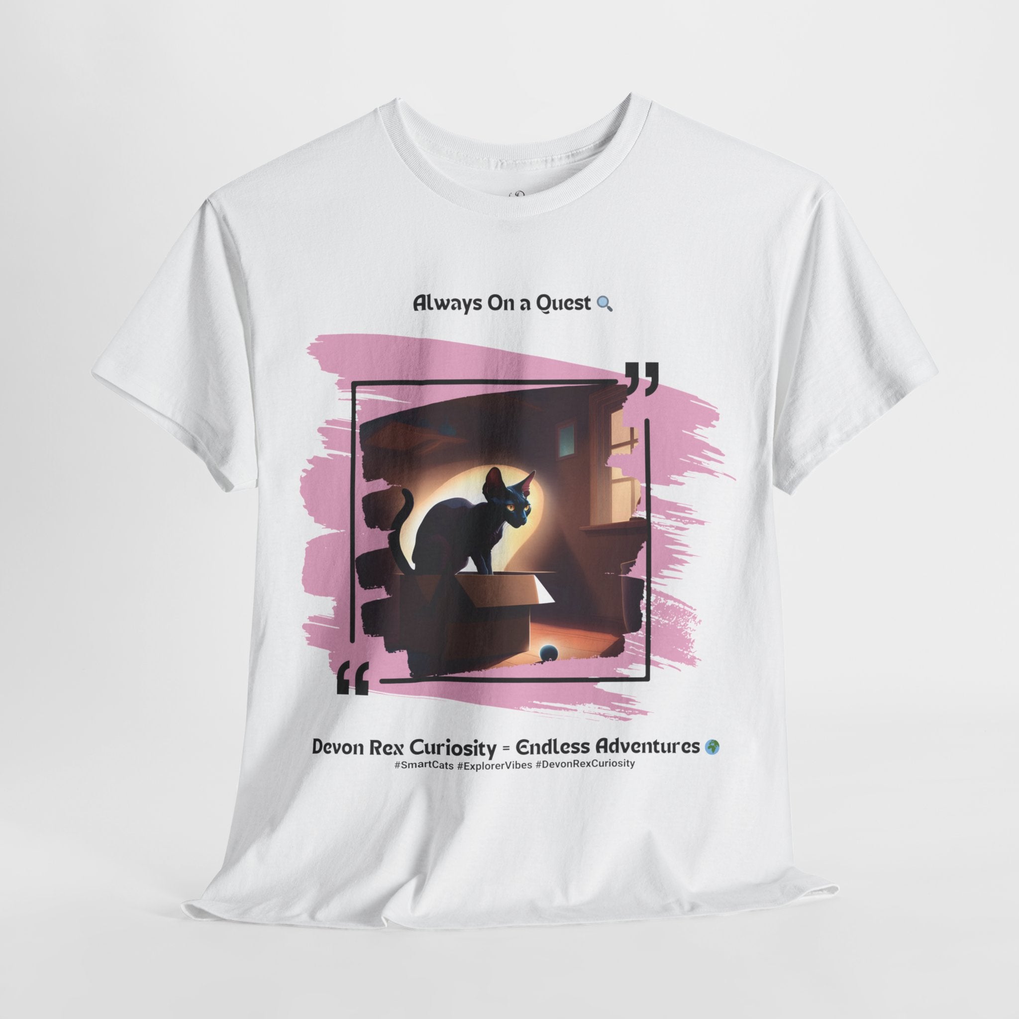 Unisex “Always On a Quest” Devon Rex T‑Shirt – Curious Kitty Gift