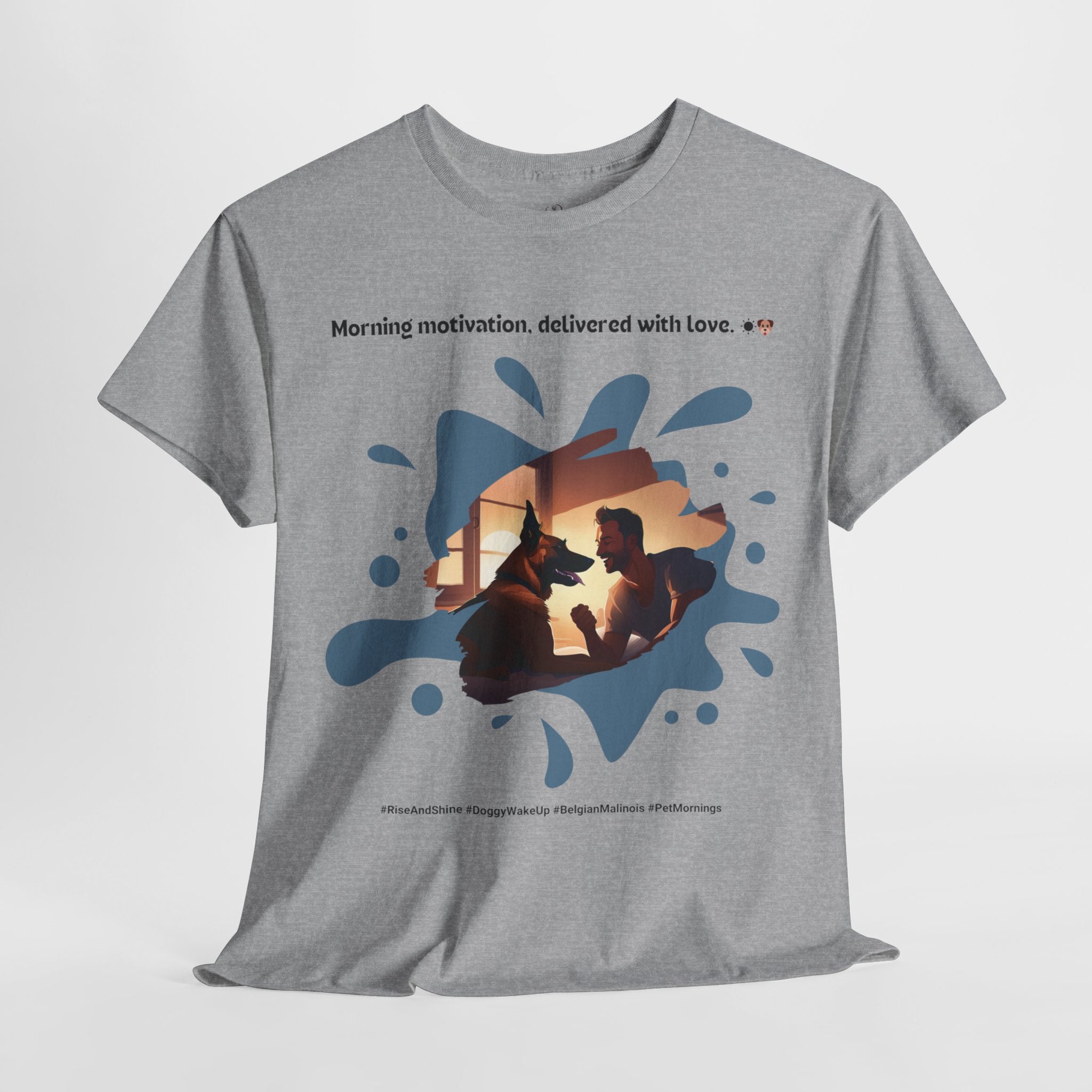Men’s “Morning Motivation” Belgian Malinois T‑Shirt – Energized Dad Gift