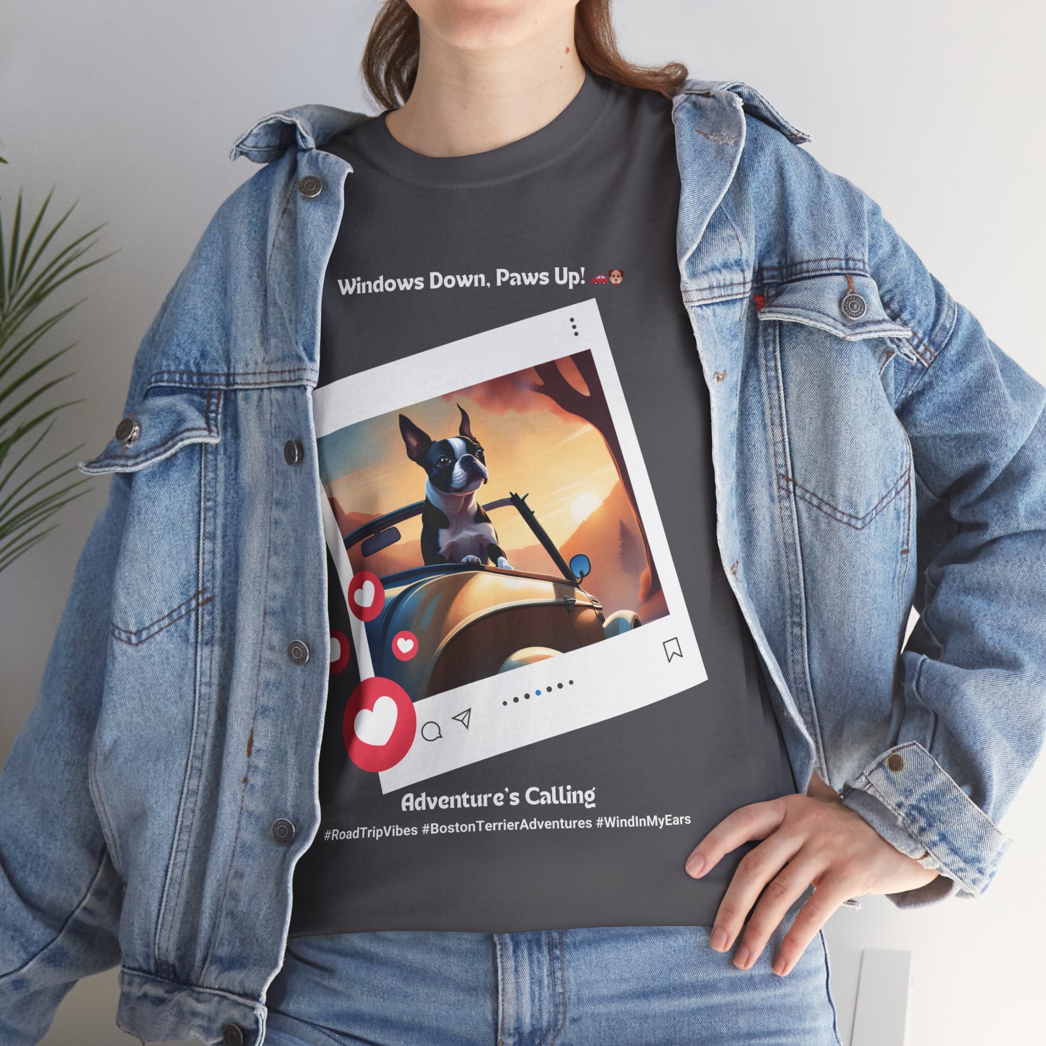 Unisex - Adventure's Calling: Boston Terrier Road Trip T-Shirt