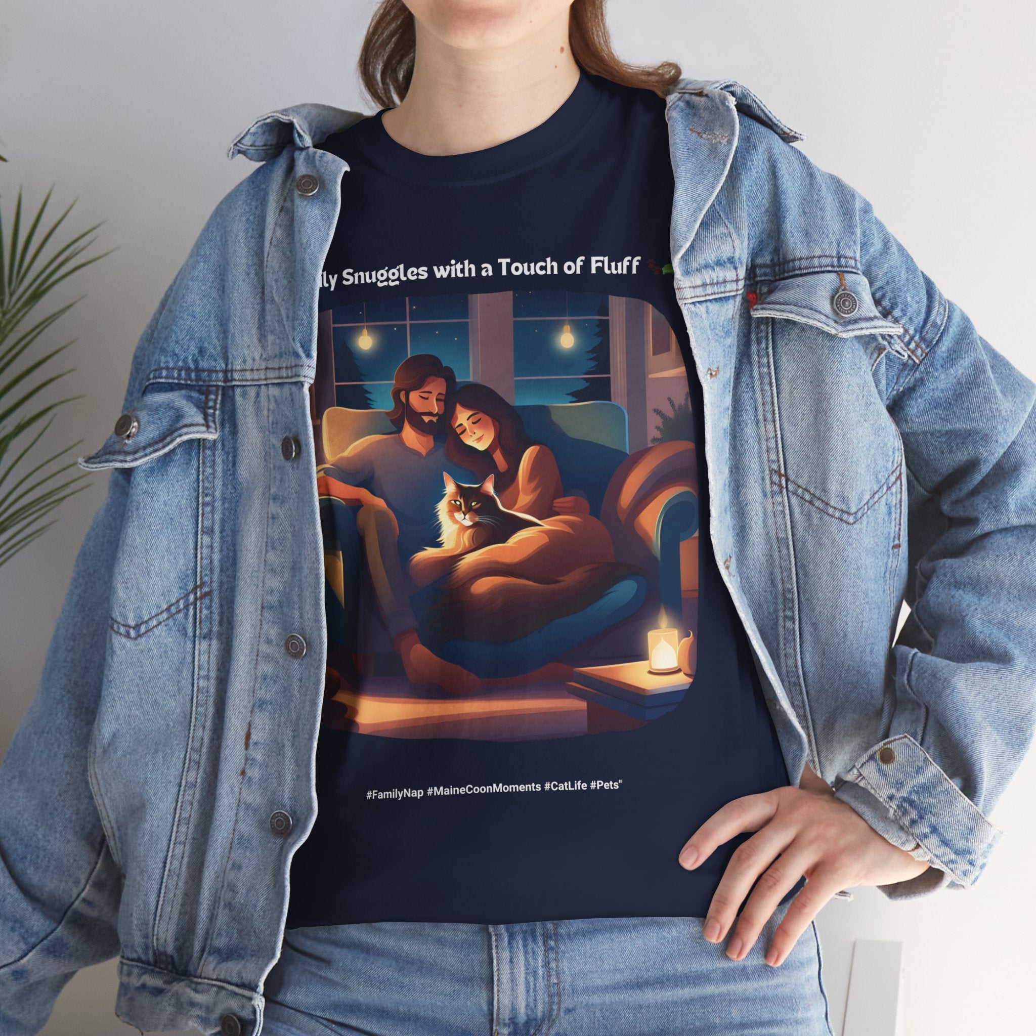 Unisex “Family Snuggles with a Touch of Fluff” Maine Coon T‑Shirt – Family Cuddle Cat Gift