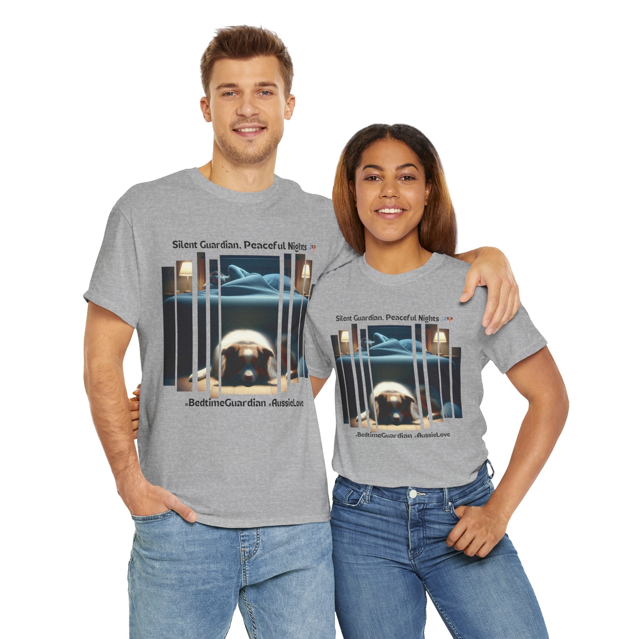 Unisex “Silent Guardian, Peaceful Nights” Australian Shepherd T‑Shirt – Night Watch Gift, Quiet Companion Tee