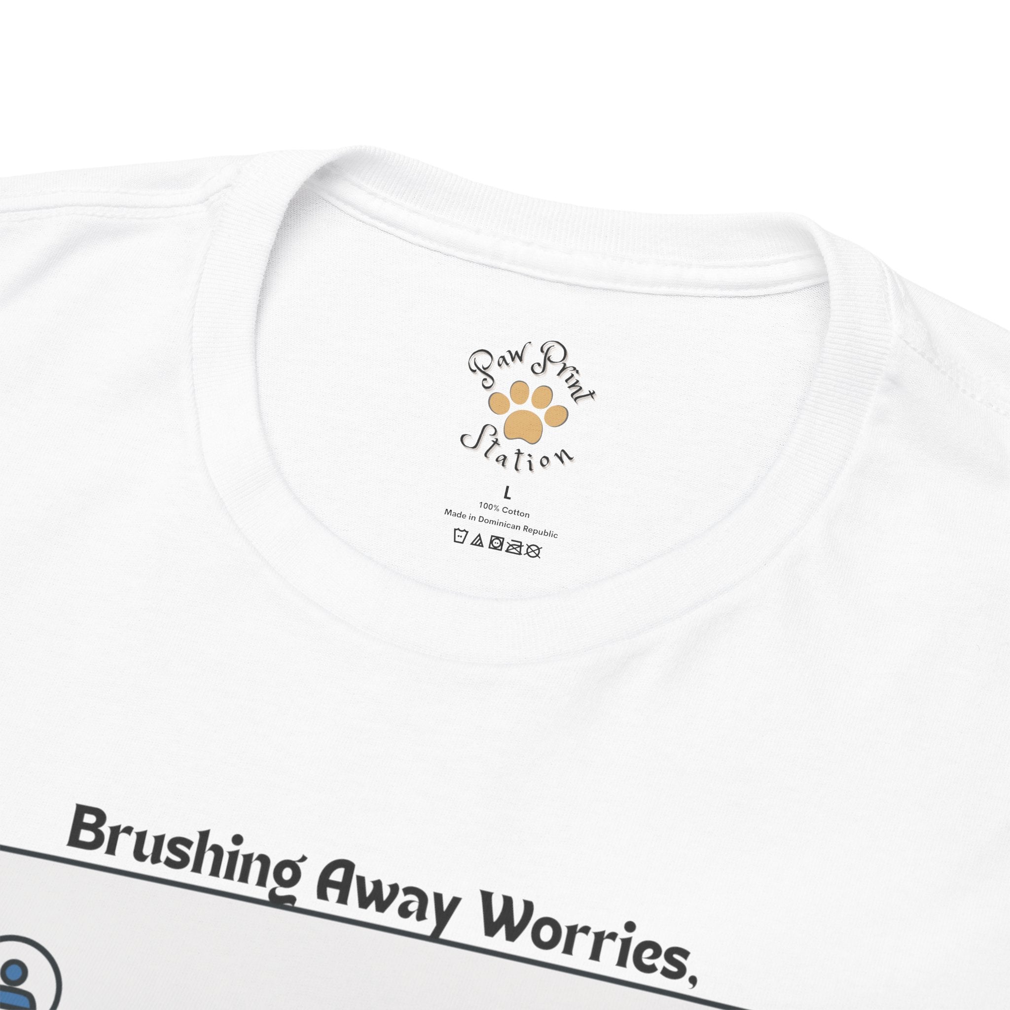 Men’s “Brushing Away Worries” Maine Coon T‑Shirt – Relaxation Cat Dad Gift